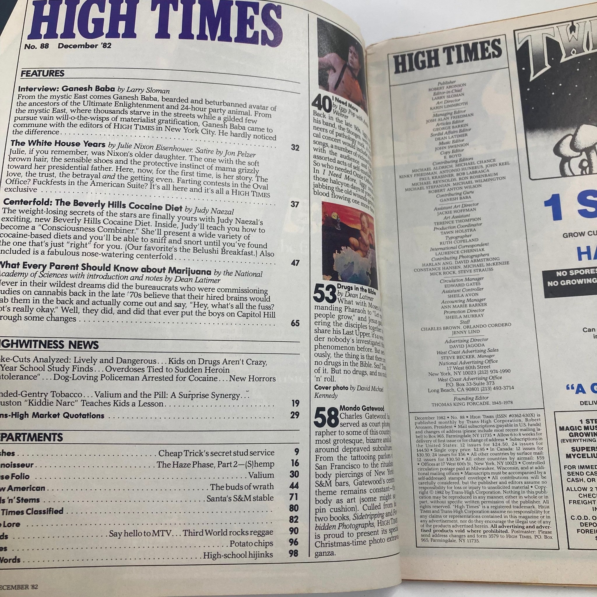 VTG High Times Magazine December 1982 #88 Drugs in The Bible No Label