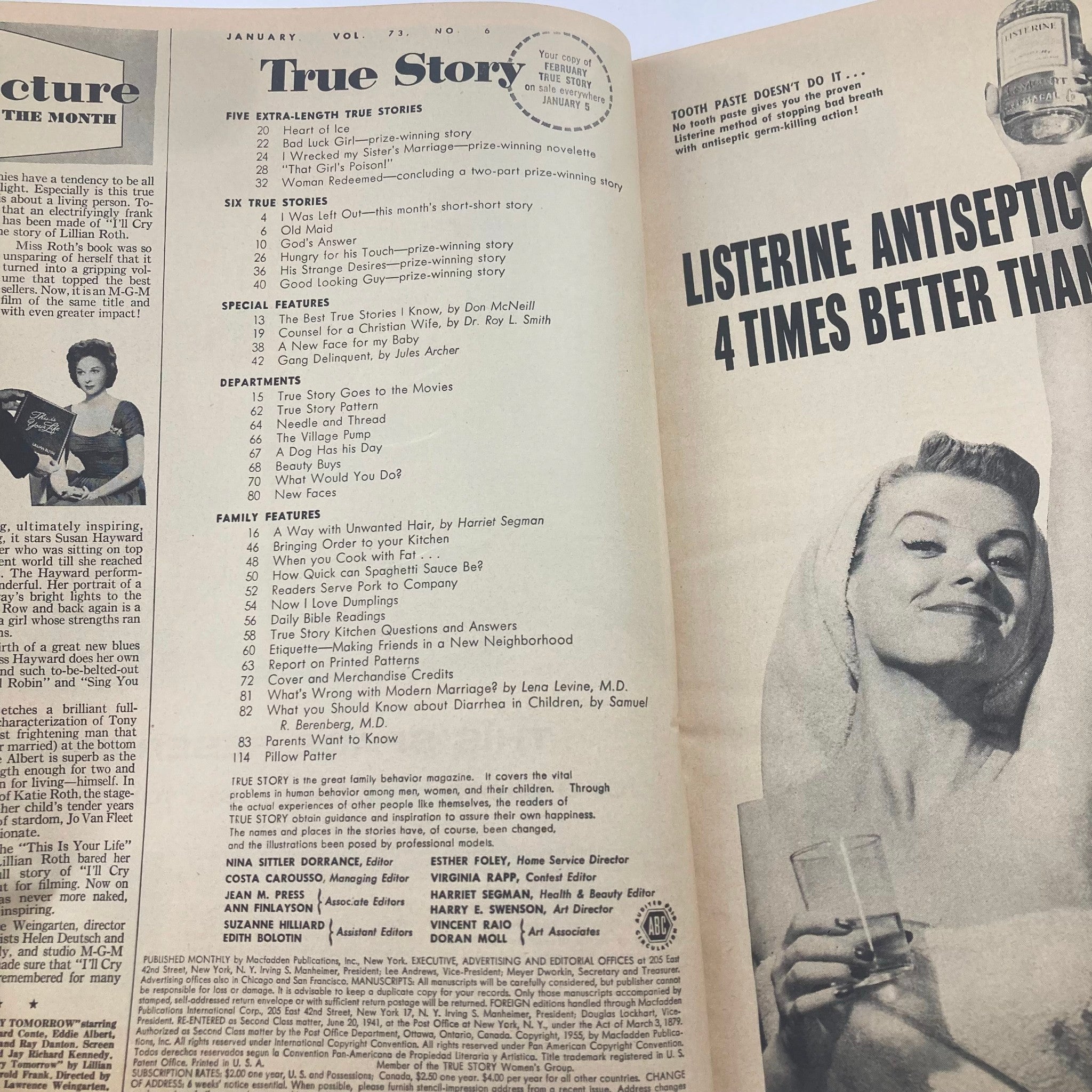 VTG True Story Magazine January 1955 Vol 73 No. 6 A New Face For My Baby