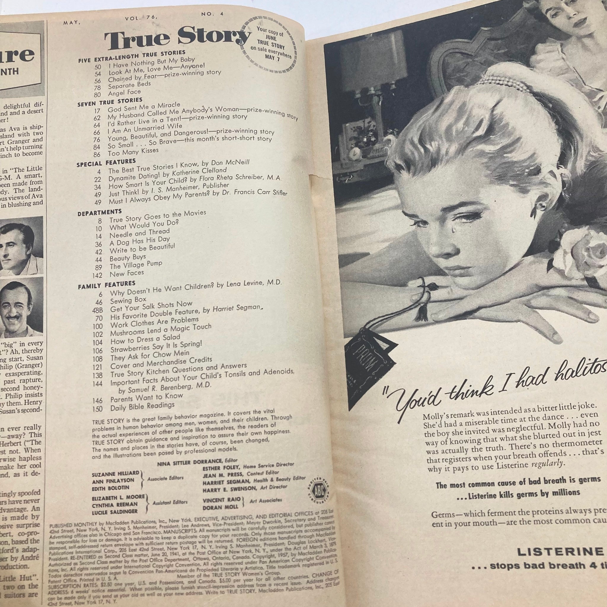 VTG True Story Magazine May 1957 Vol 76 No. 4 Angel Face She Drove Him Into Hell