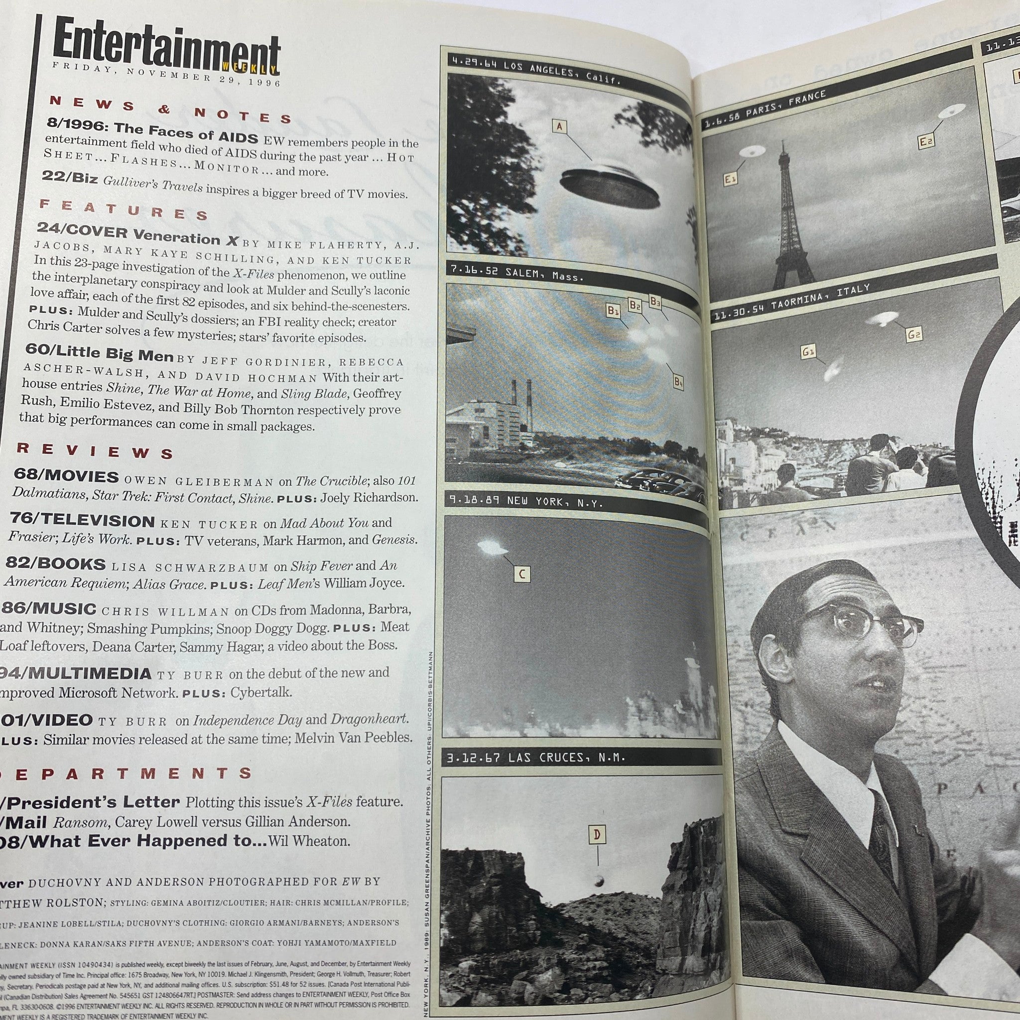 Entertainment Weekly Magazine November 29, 1996 David Duchovny No Label VG
