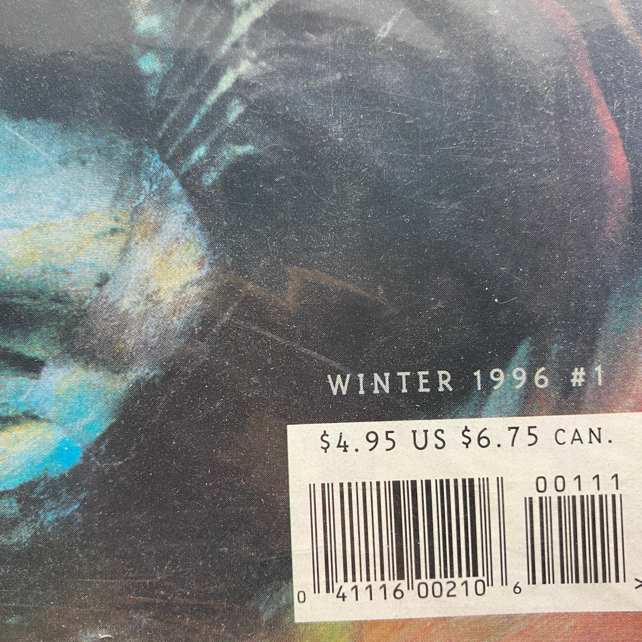 Back cover of The X Files Magazine Winter 1996 #1 displaying pricing information and a colorful design reflecting the iconic series.
