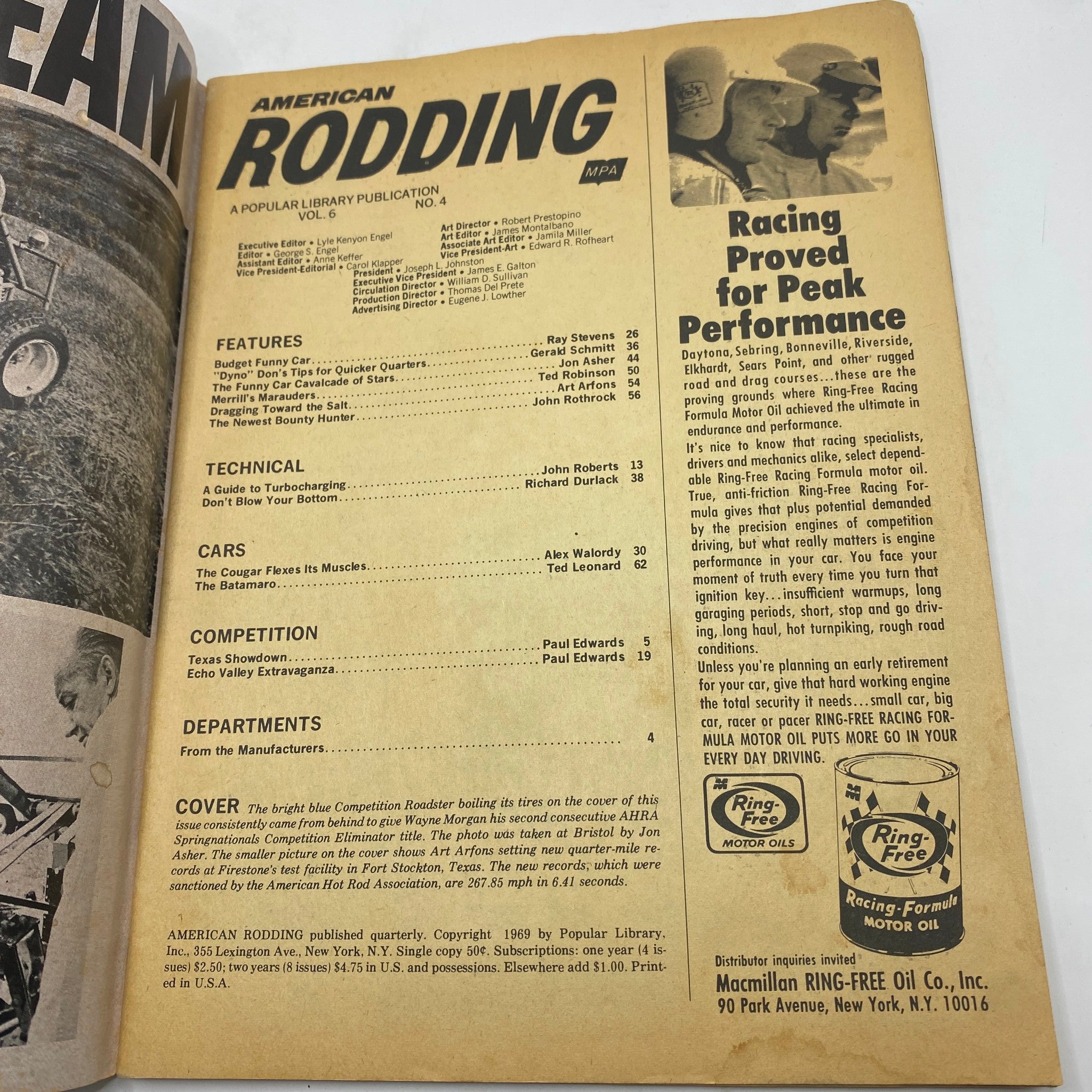 VTG American Rodding Magazine December 1969 Blue Competition Roadster No Label