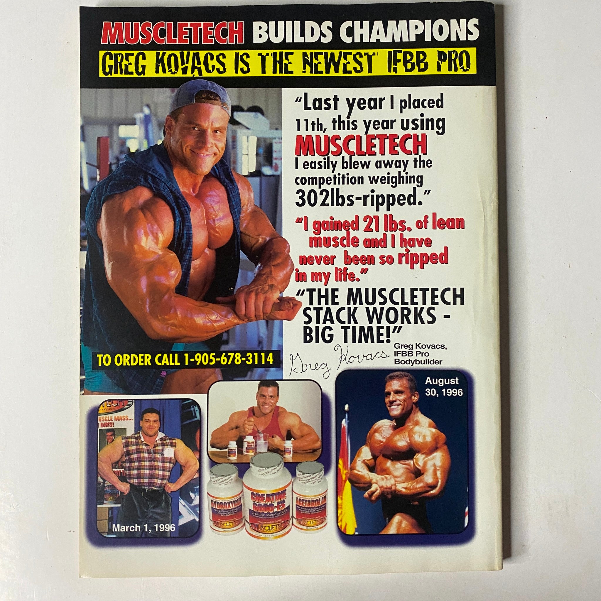 MuscleMag International Magazine June 1997 No. 180 featuring Dena Doster on the cover, highlighting Greg Kovacs as the newest IFBB Pro, with promotional content for MuscleTech products, capturing the essence of bodybuilding and fitness expertise.