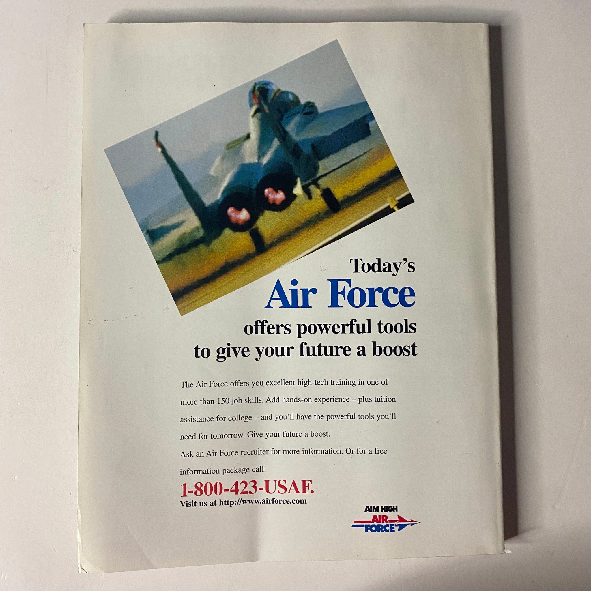 Back cover of Muscle & Fitness Magazine July 1999, showcasing an advertisement for the Air Force.