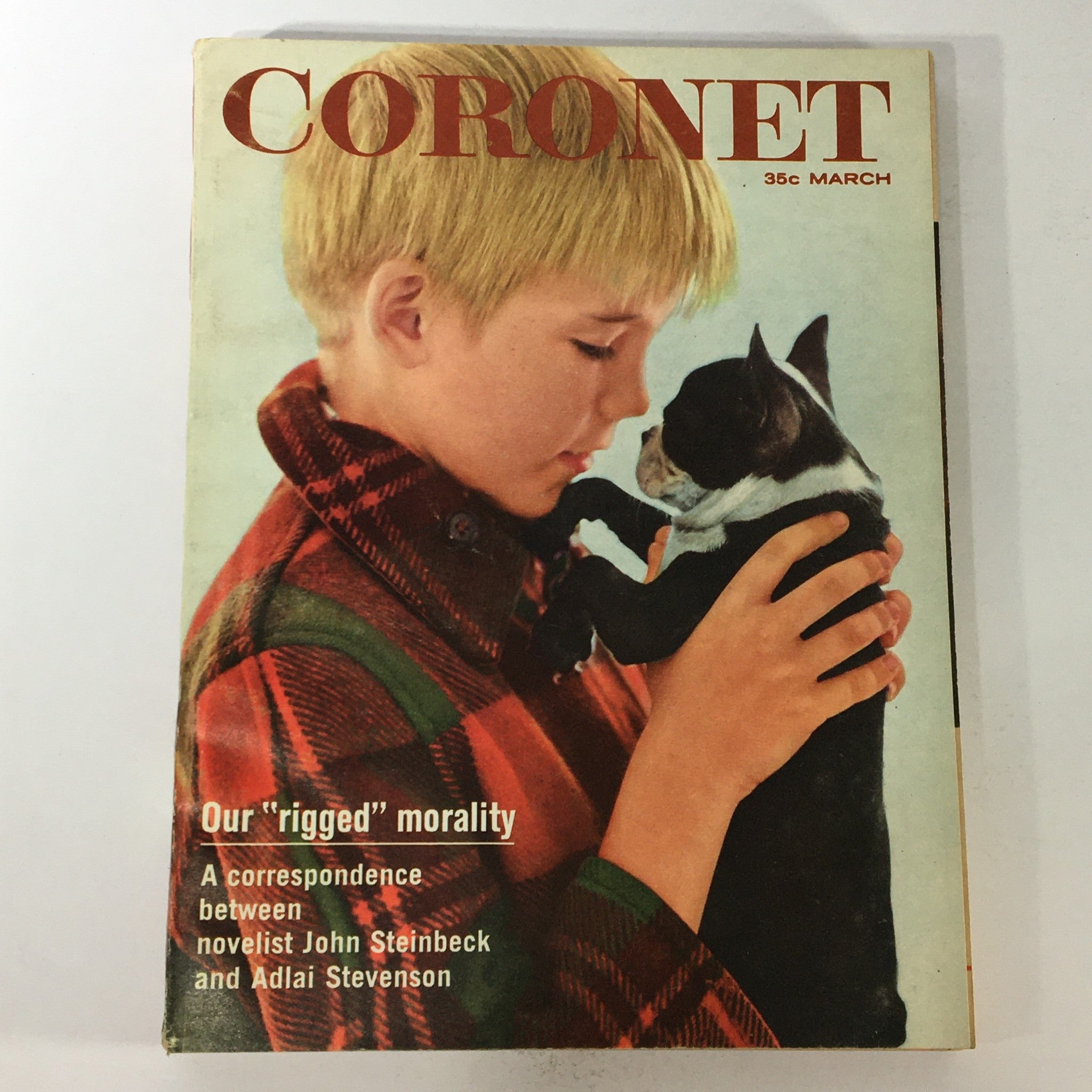 VTG Coronet Magazine March 1960 - Novelist John Steinbeck & Adlai Stevenson