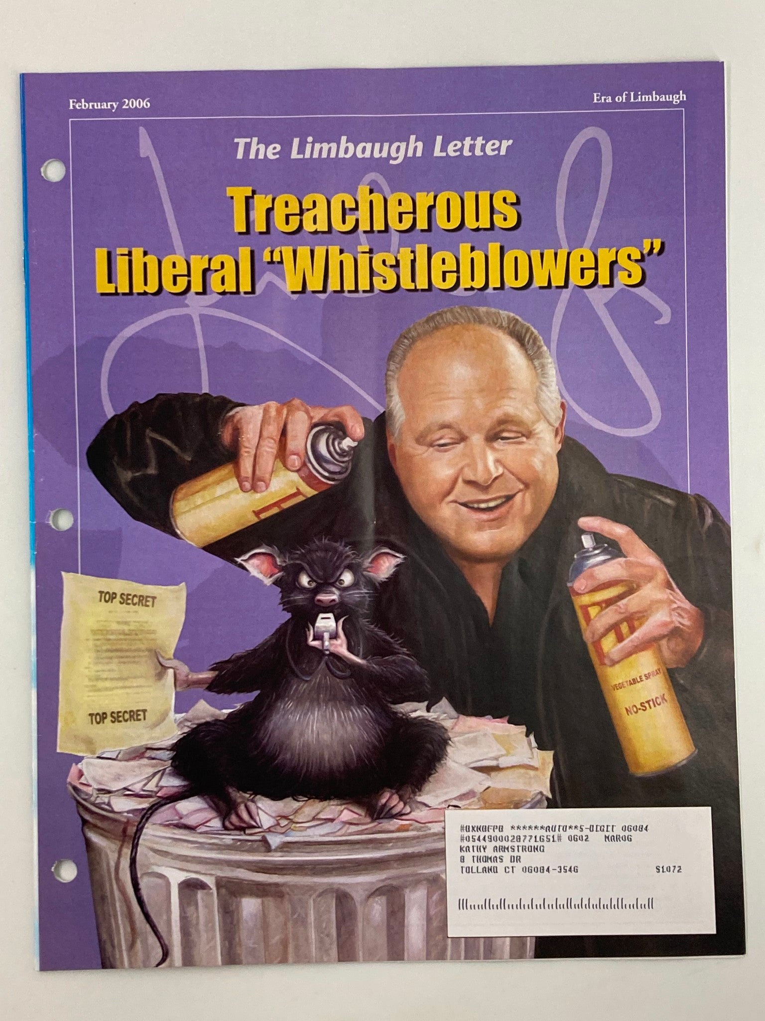 Rush Limbaugh Letter Newsletter Magazine February 2006 Treacherous