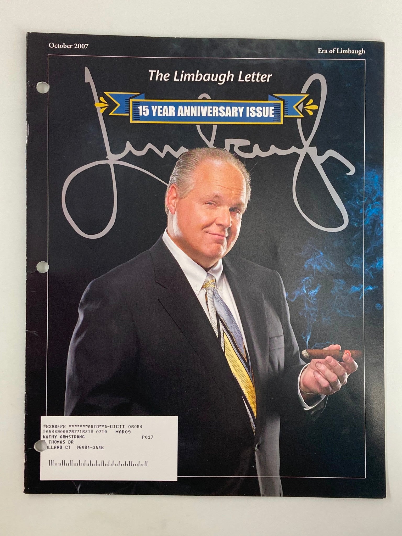 Rush Limbaugh Letter Newsletter Magazine October 2007 History Will Judge Era