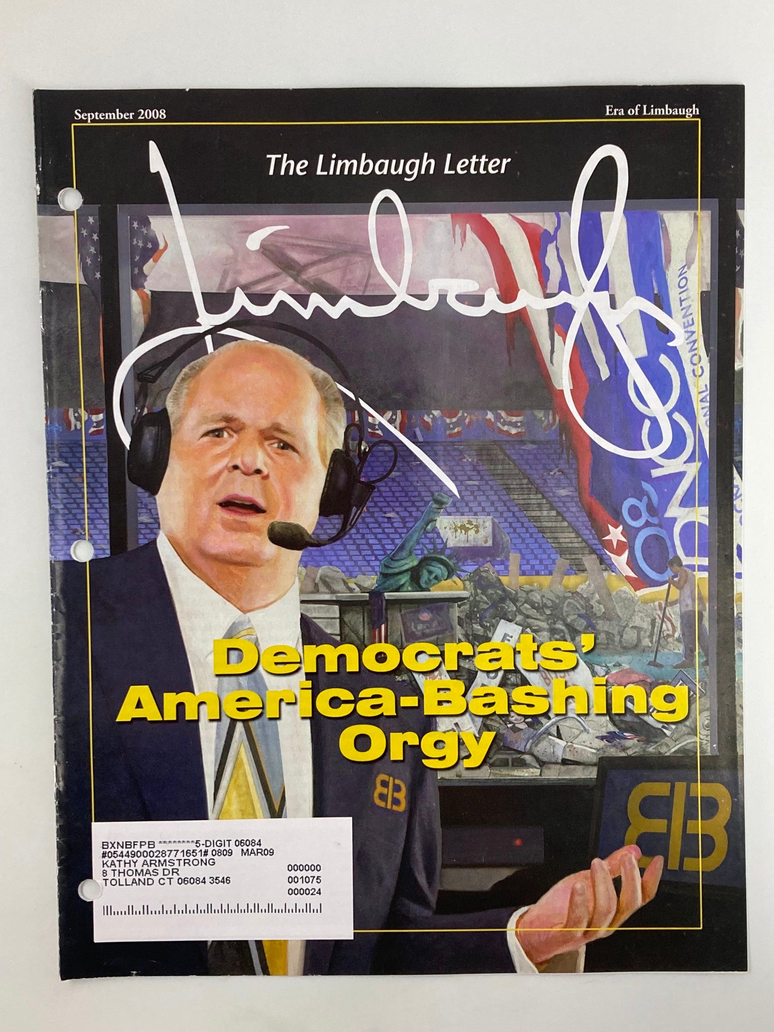 Rush Limbaugh Letter Newsletter September 2008 Democrats' America-Bashing