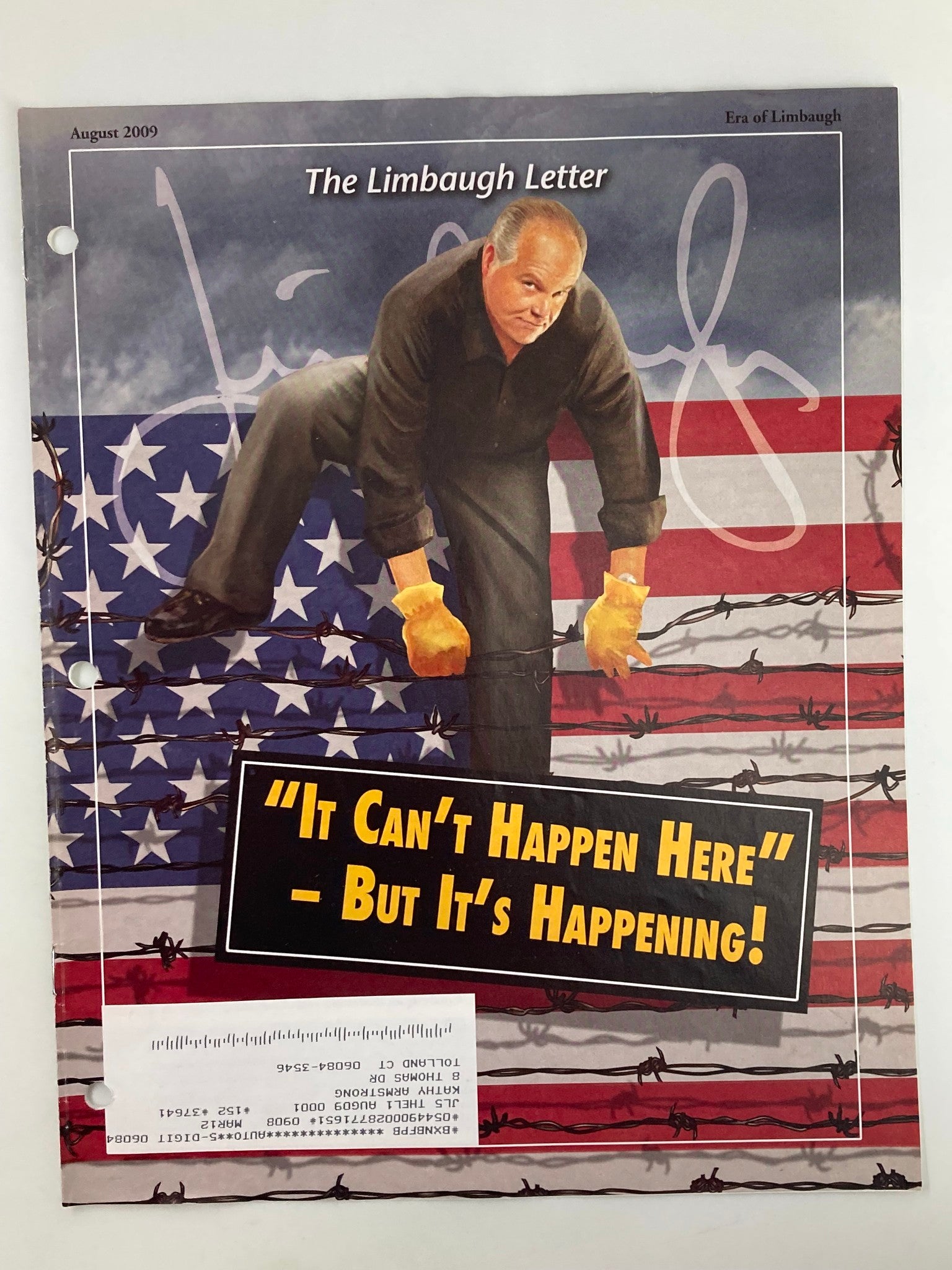 Rush Limbaugh Letter Newsletter Magazine August 2009 It Can't Happen Here