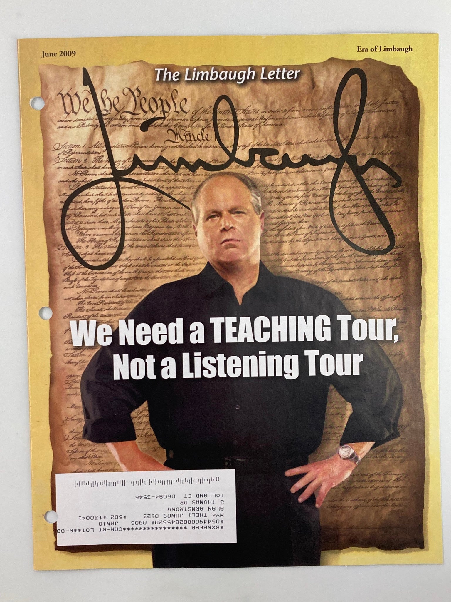 Rush Limbaugh Letter Newsletter Magazine June 2009 We Need A Teaching Tour