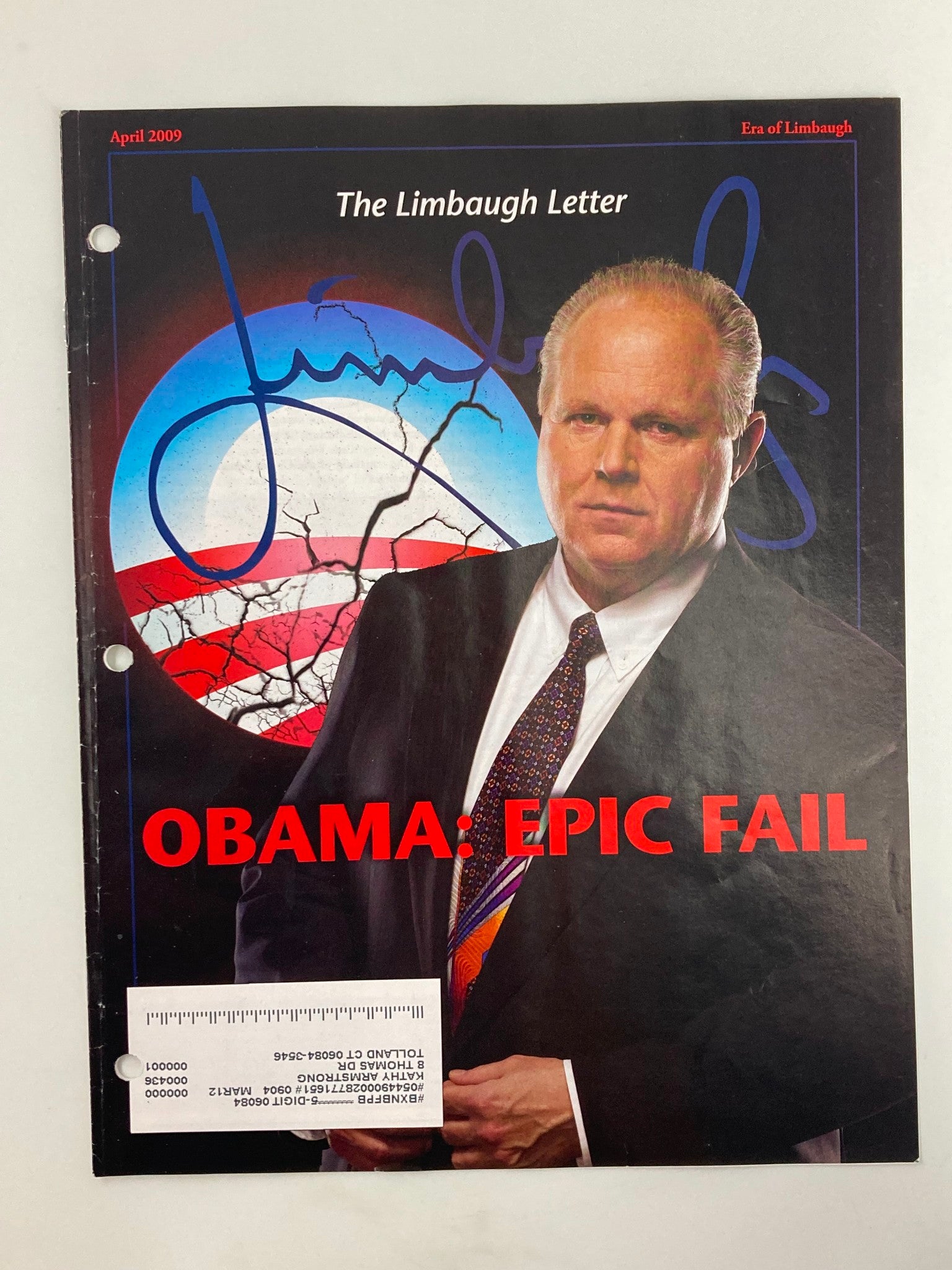 Rush Limbaugh Letter Newsletter Magazine April 2009 Epic Fail