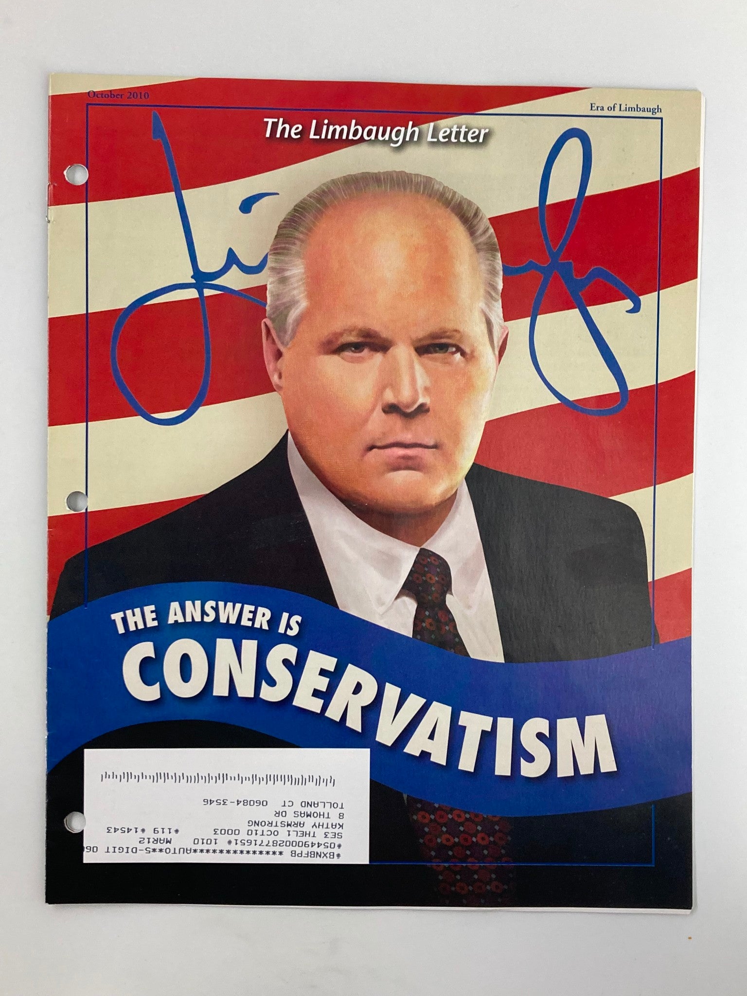 Rush Limbaugh Letter Newsletter Magazine October 2010 The Answer Conservatism