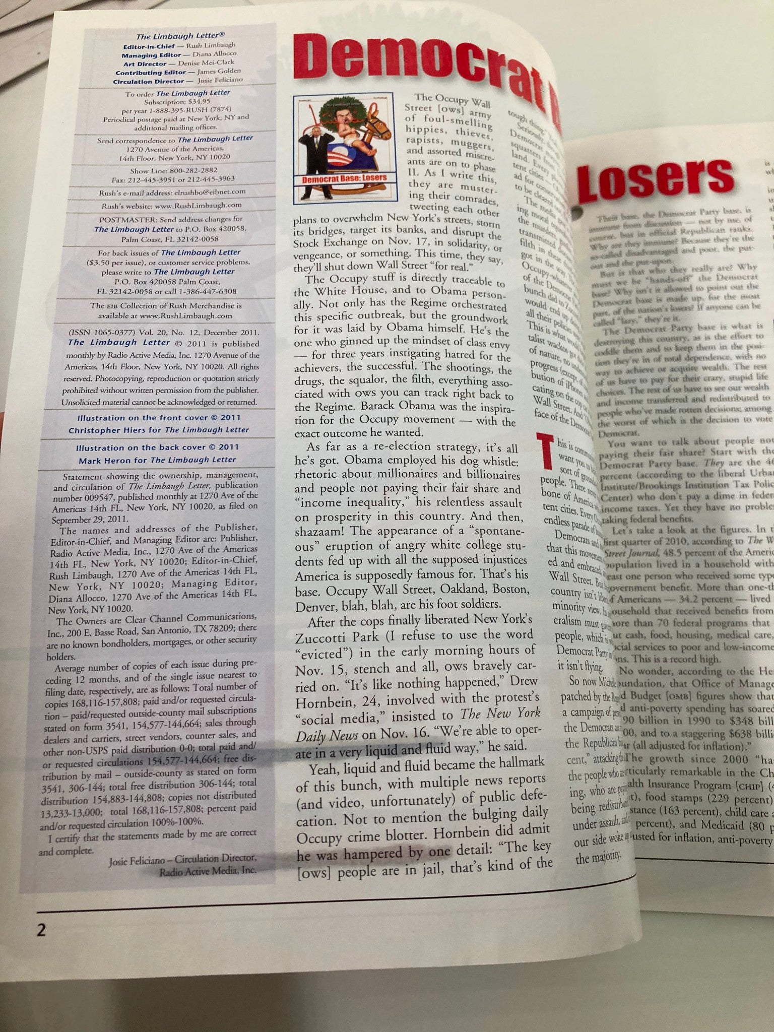 Rush Limbaugh Letter Newsletter Magazine December 2011