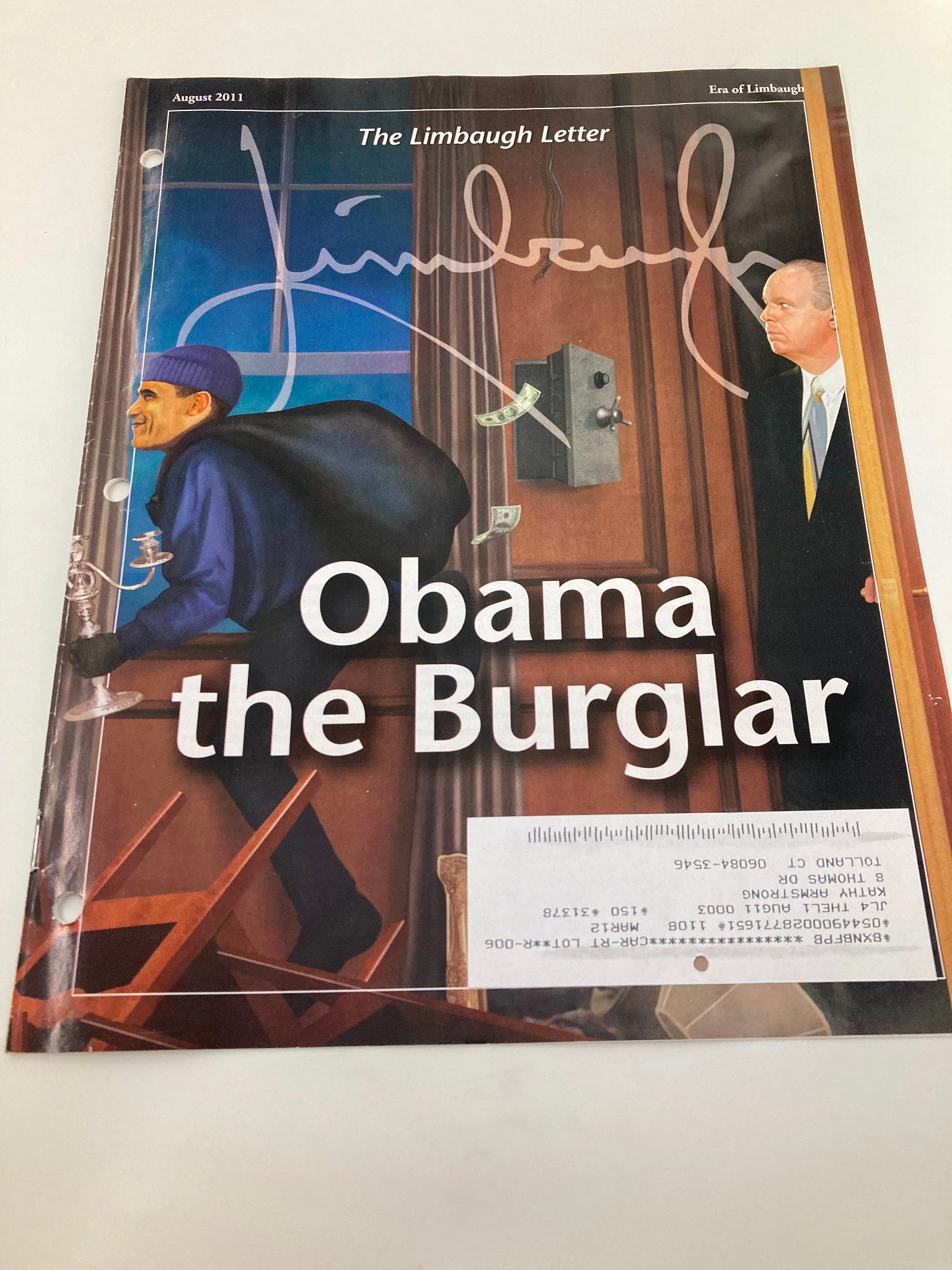 Rush Limbaugh Letter Newsletter Magazine August 2011 The Burglar