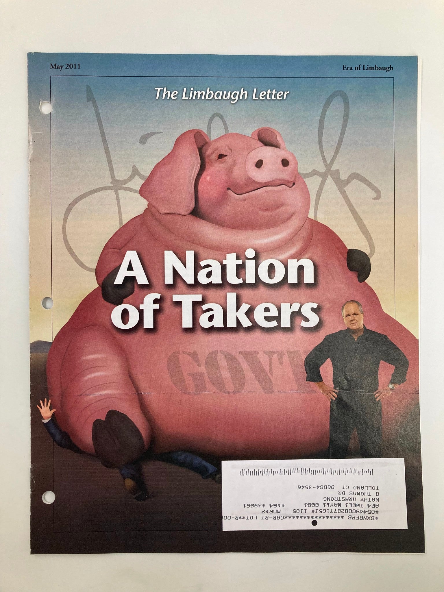 Rush Limbaugh Letter Newsletter Magazine May 2011 A Nation of Takers