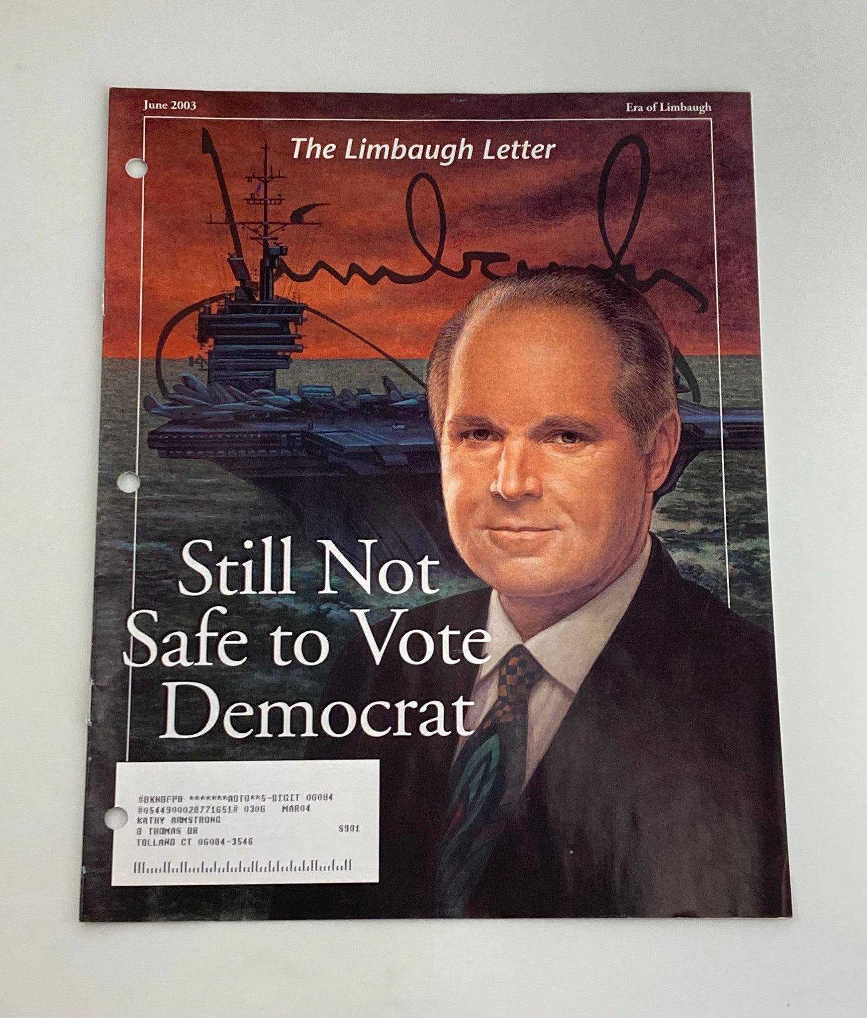 Rush Limbaugh Letter Newsletter Magazine June 2003 Not Safe to Vote