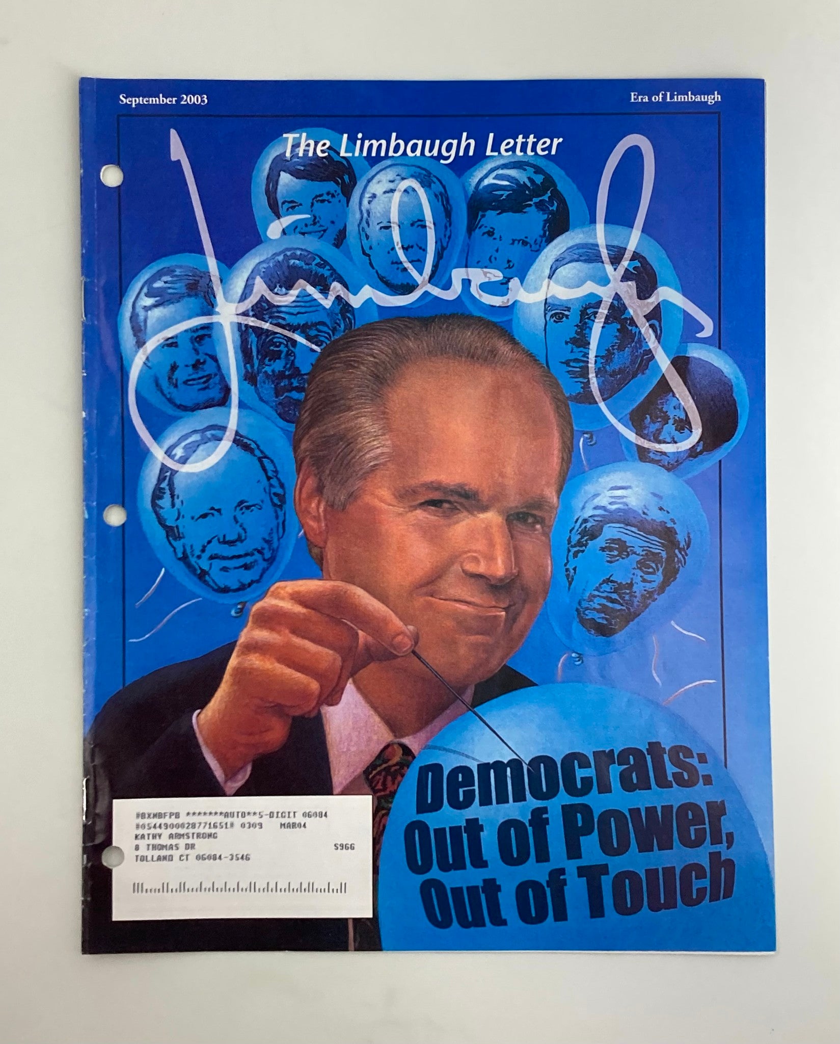 Rush Limbaugh Letter Newsletter Magazine September 2003 Out of Power