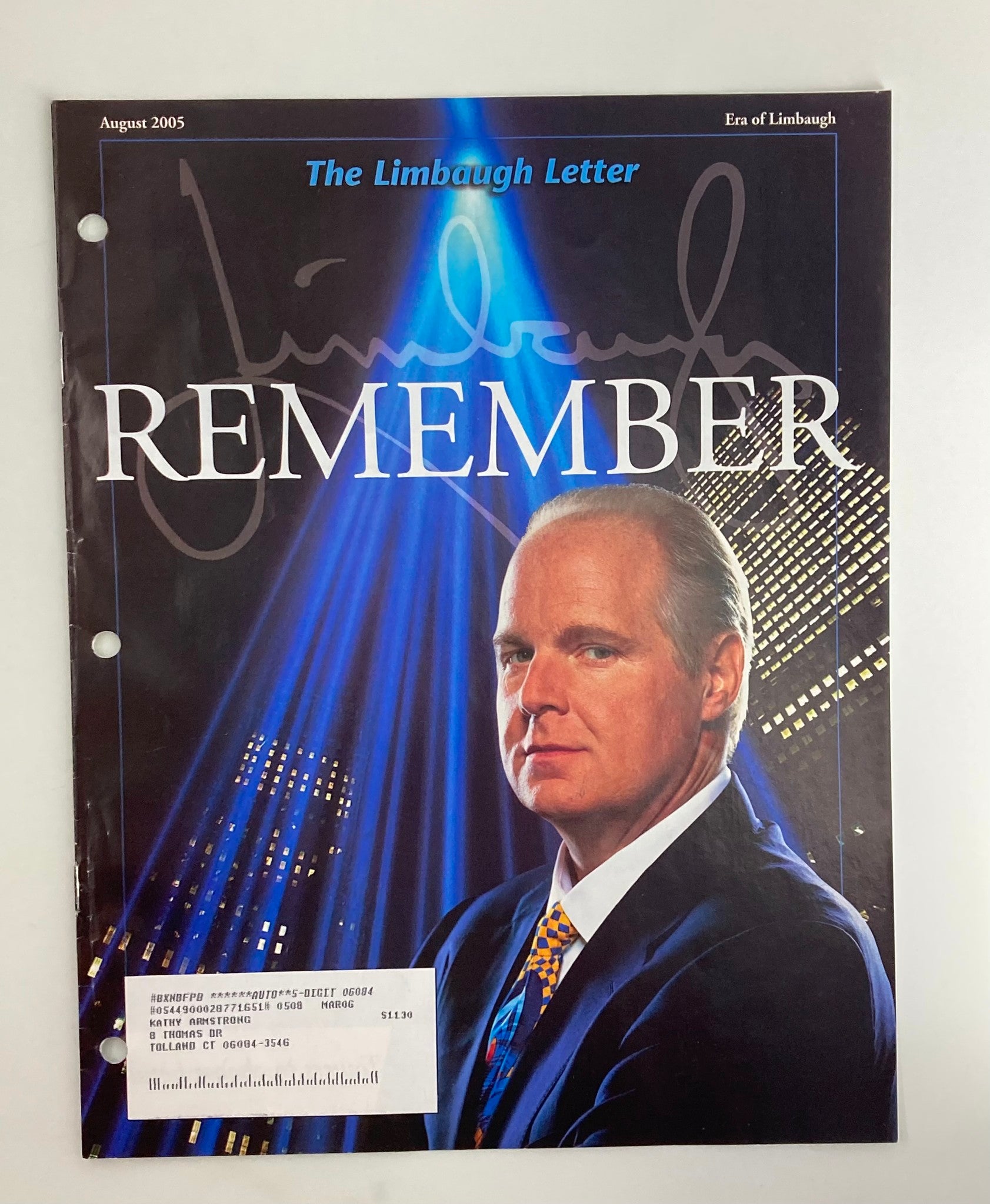 Rush Limbaugh Letter Newsletter Magazine August 2005 Remember The Twin Towers