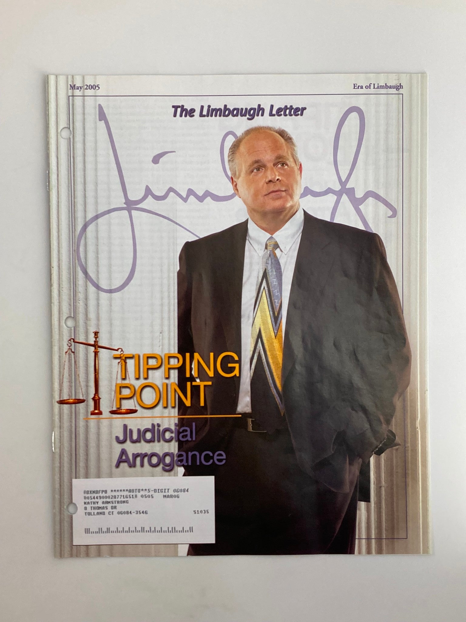 Rush Limbaugh Letter Newsletter Magazine May 2005 Judicial Arrogance