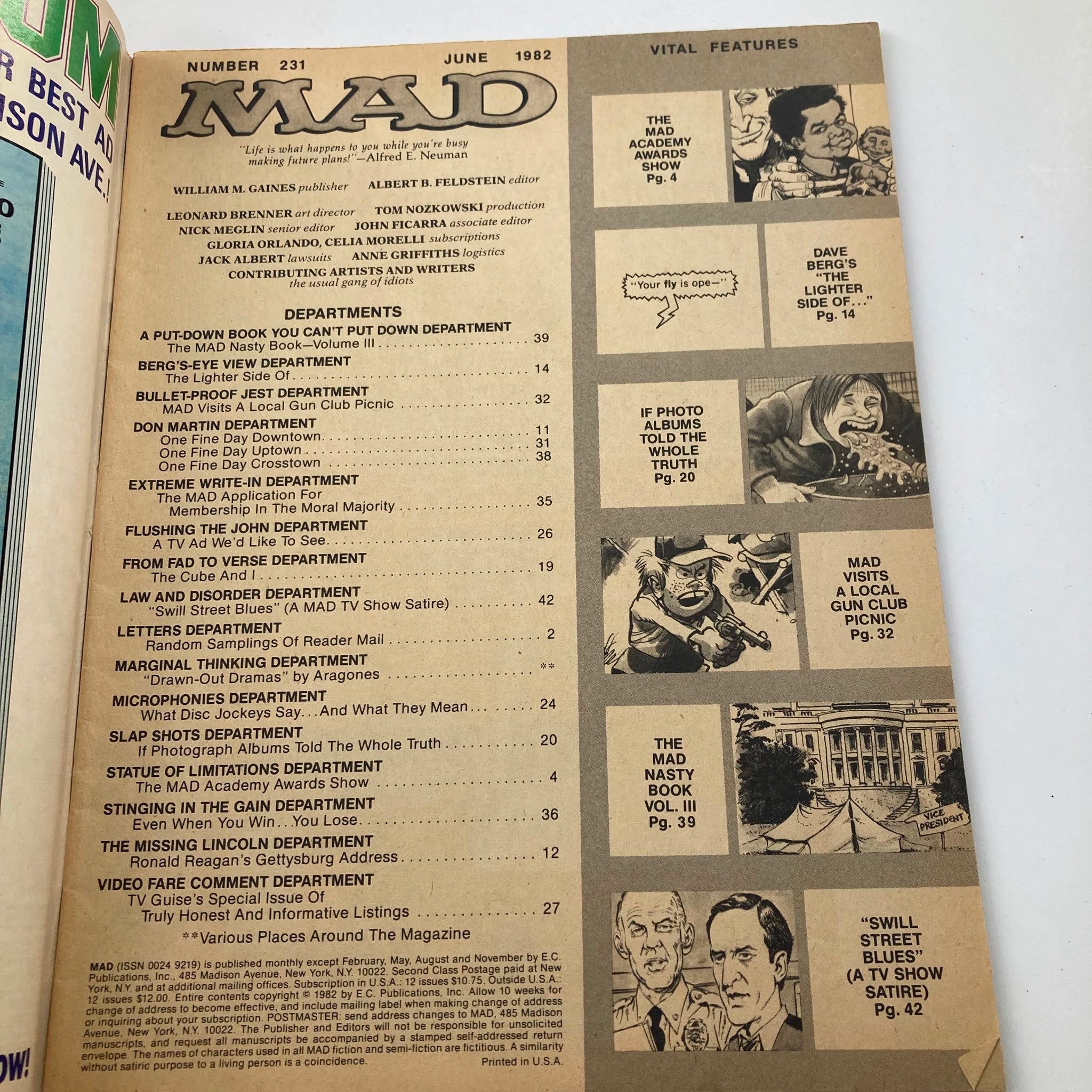 Mad Magazine June 1982 No. 231 The Mad Academy Awards Show 6.0 FN Fine No Label