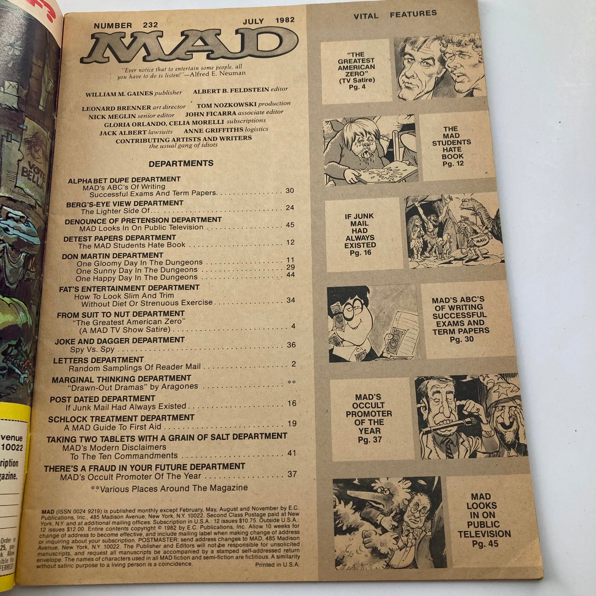 Mad Magazine July 1982 No. 232 Greatest American Hero 6.0 FN Fine No Label