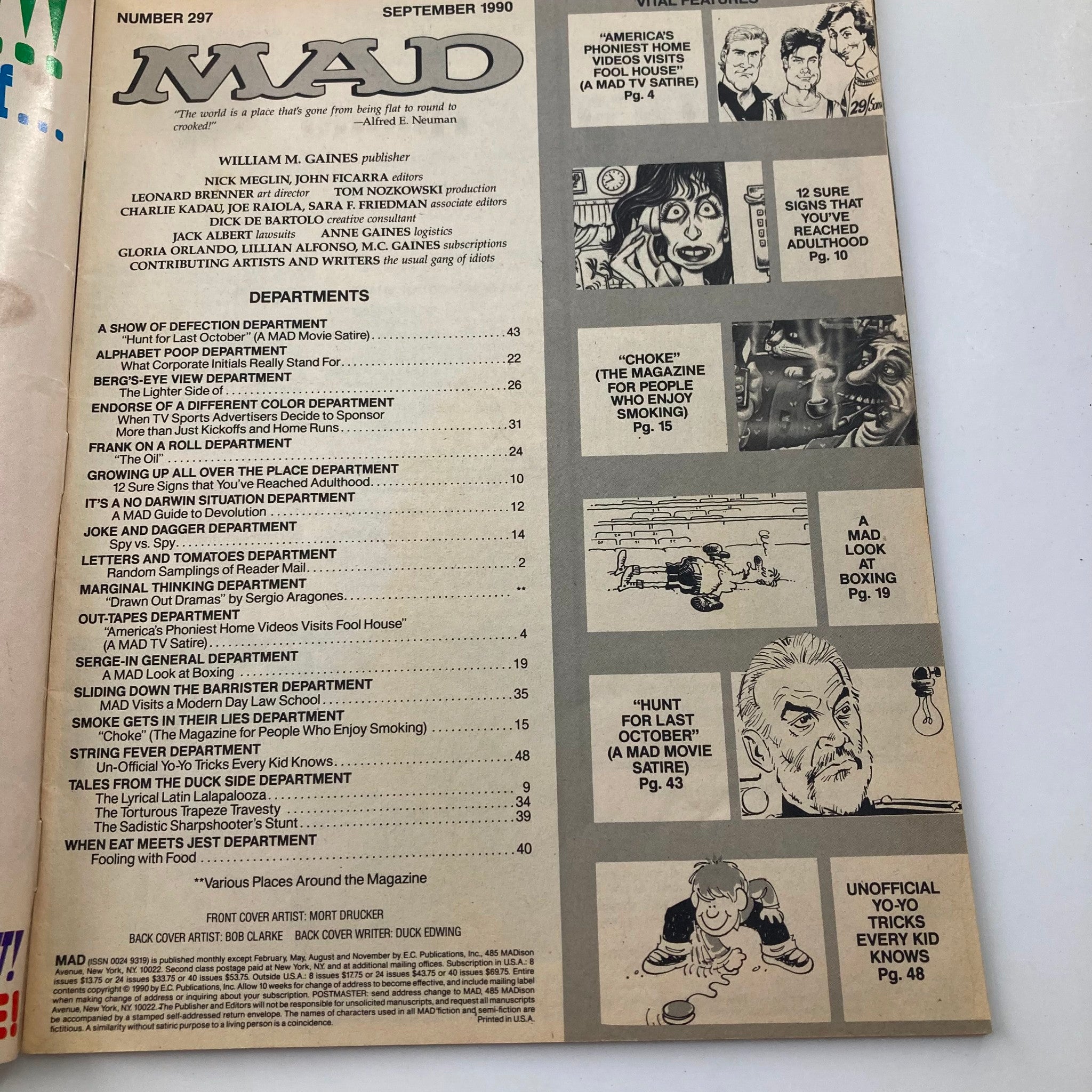 Mad Magazine September 1990 No. 297 Mike Tyson & Don King 6.0 FN Fine No Label