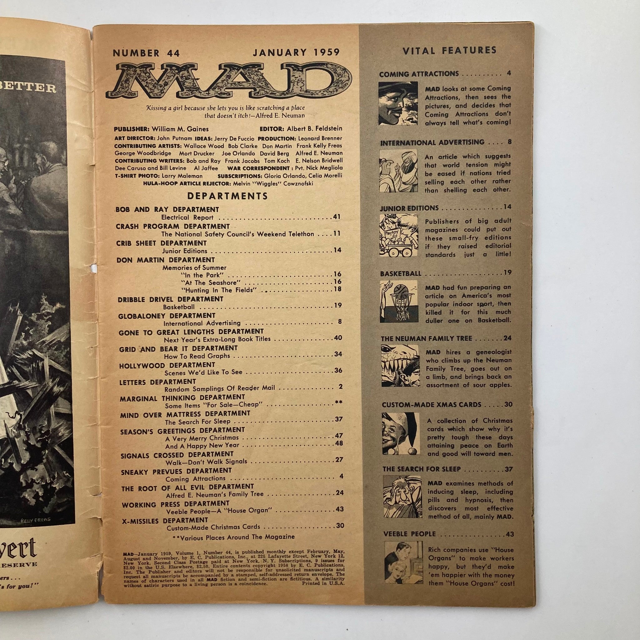 Mad Magazine January 1959 No. 44 Custom-Made Christmas Card 6.0 FN Fine No Label