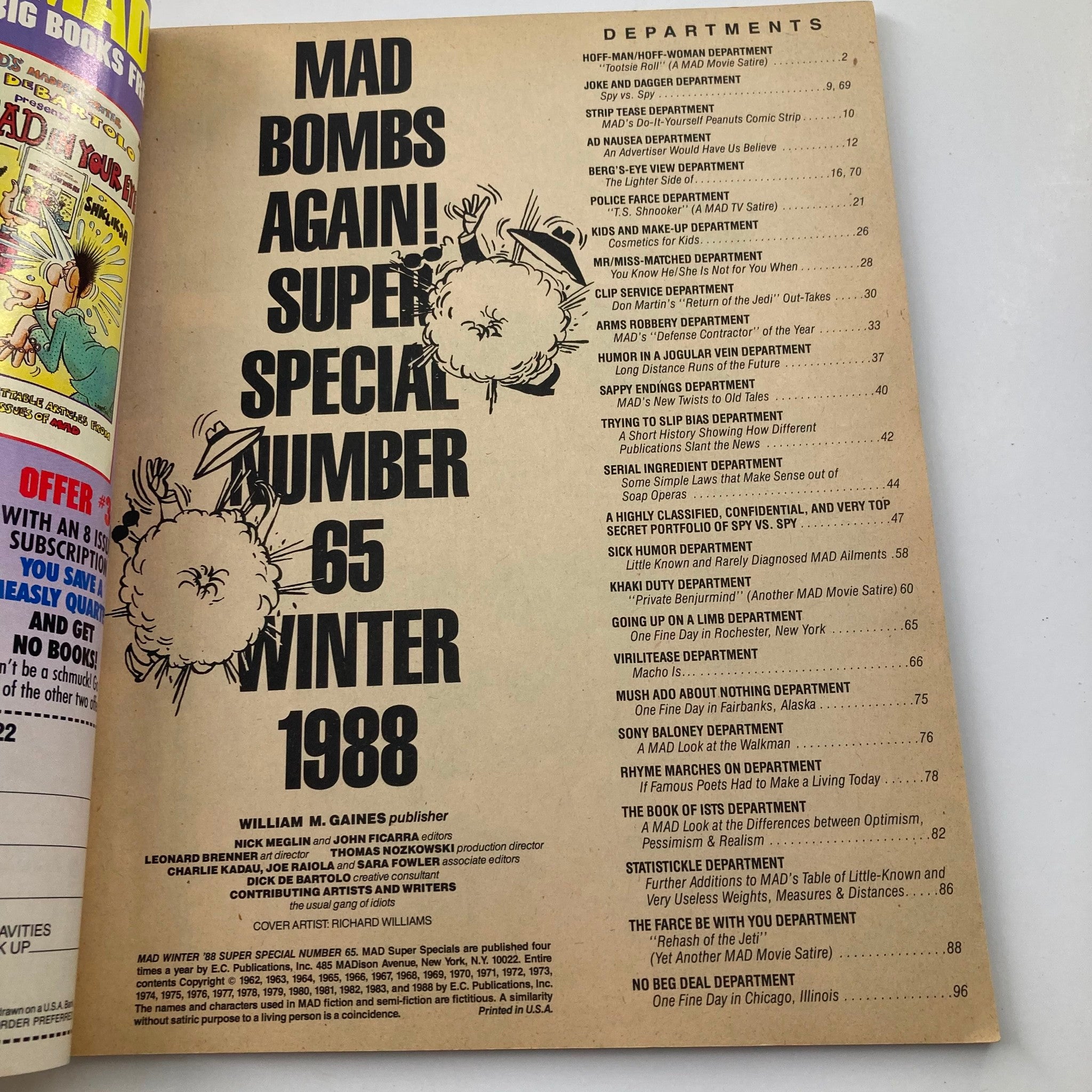 Mad Magazine Winter 1988 Super Special No. 65 Bombs Again 6.0 FN Fine No Label