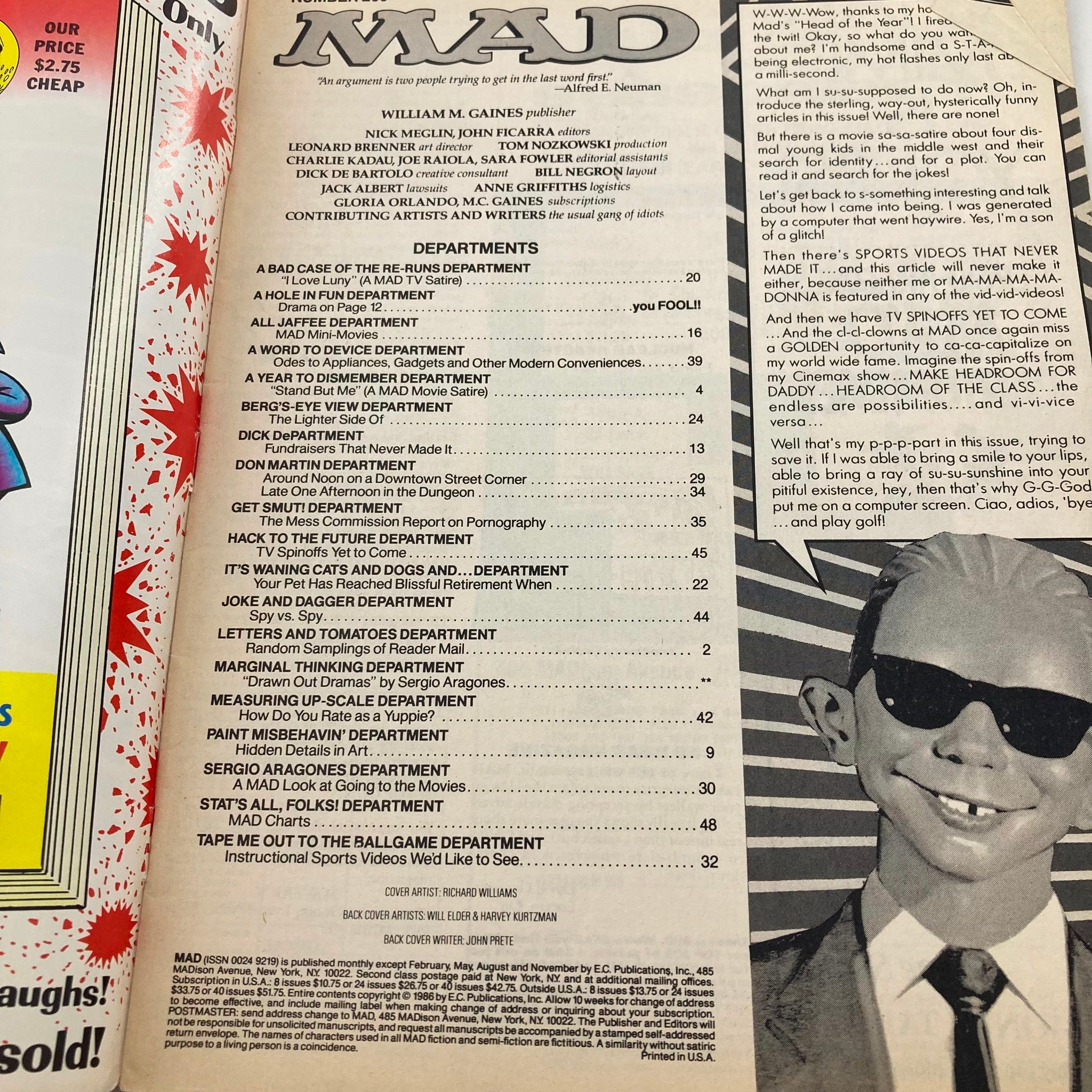 Mad Magazine March 1987 No. 269 Alfred E. Headroom 4.0 VG Very Good No Label