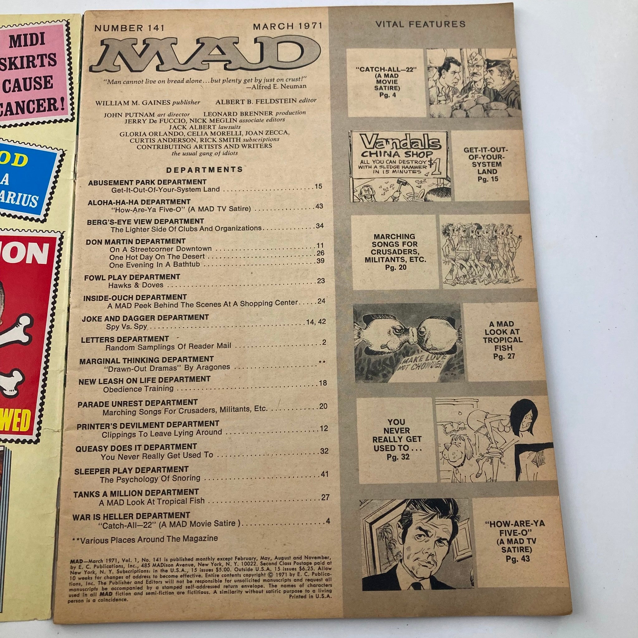 Mad Magazine March 1971 No. 141 We Bomb Catch-All-22 4.0 VG Very Good No Label