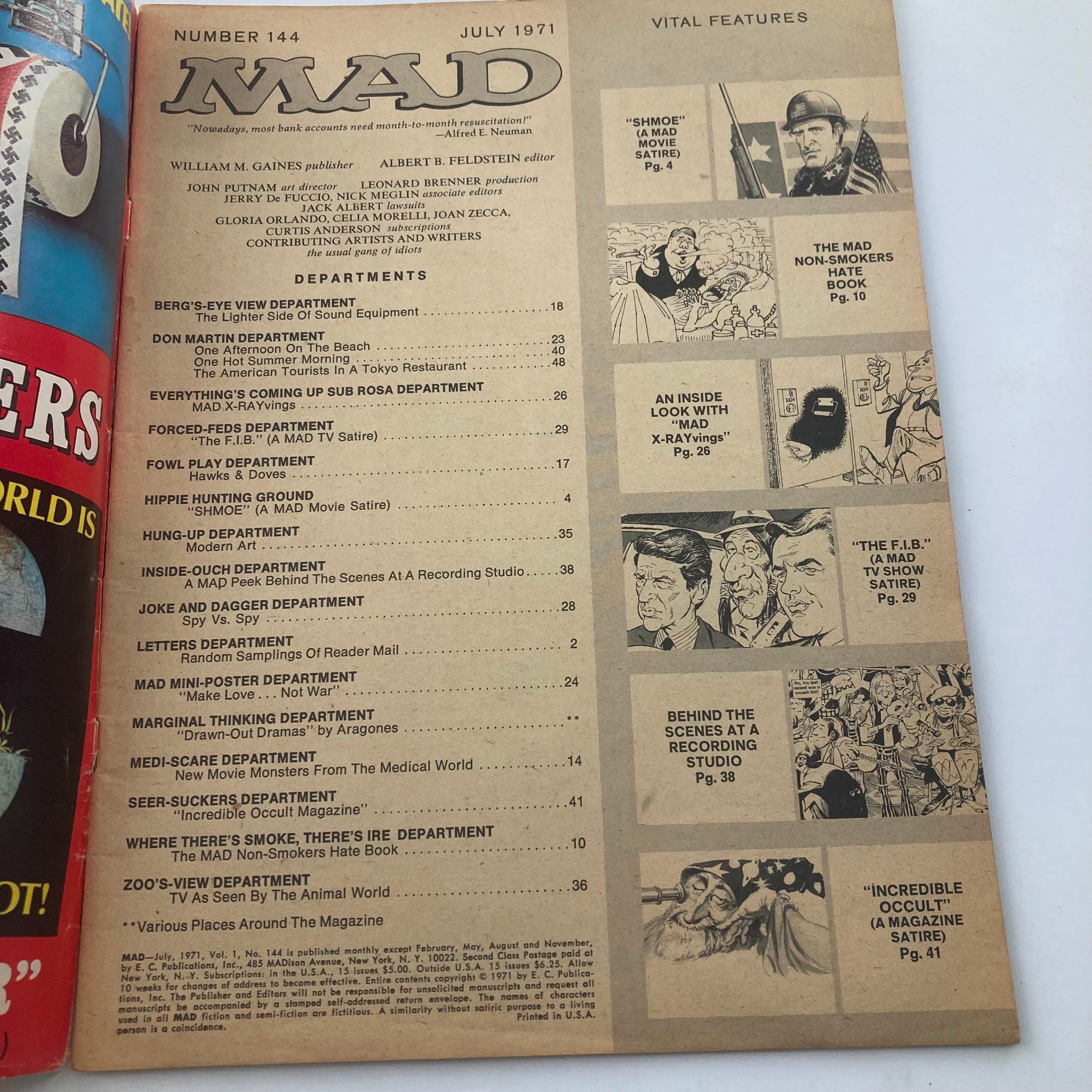 Mad Magazine July 1971 No. 144 Alfred Neuman as Joe 2.0 Good No Label