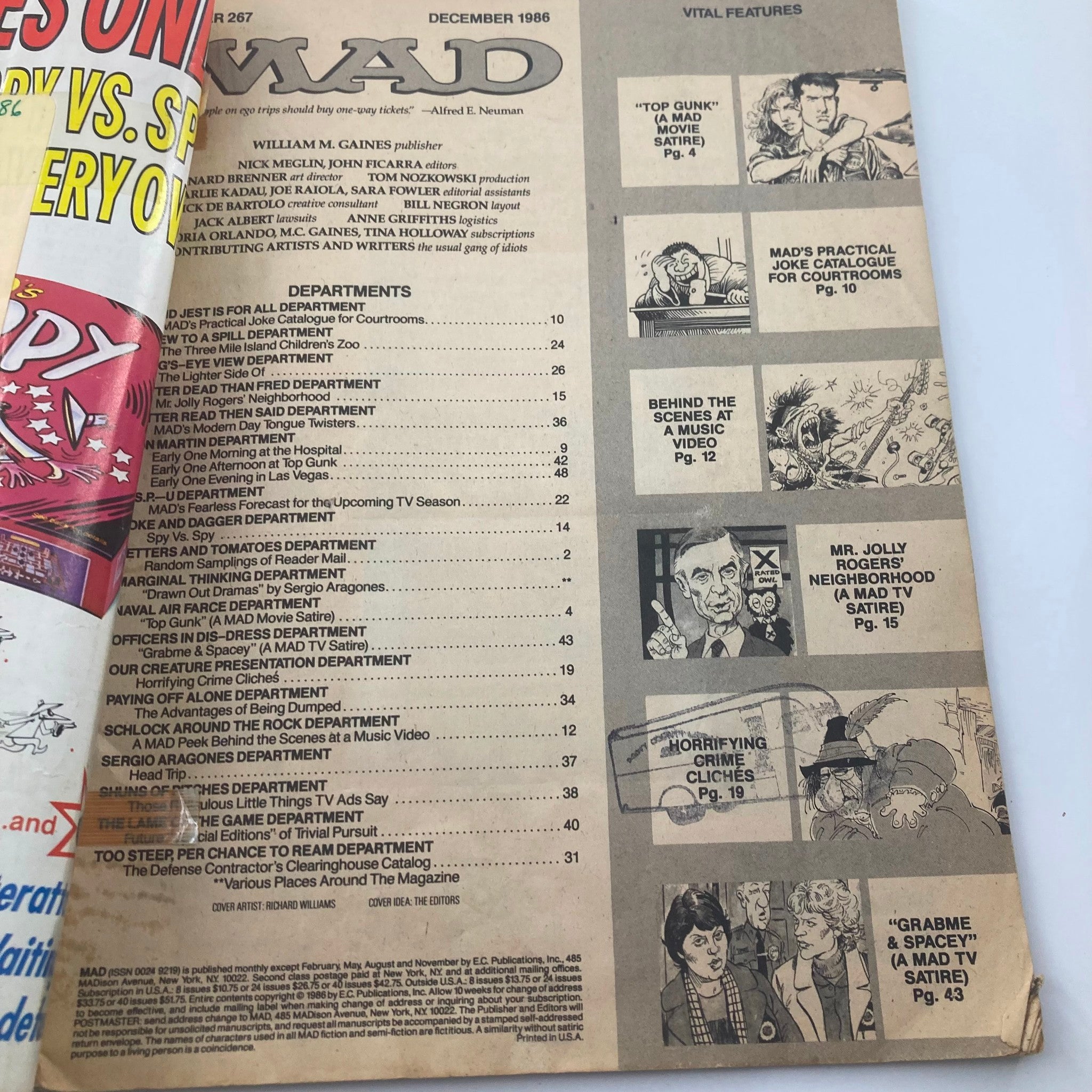 Mad Magazine December 1986 No. 267 Top Gun Tom Cruise 2.0 Good No Label