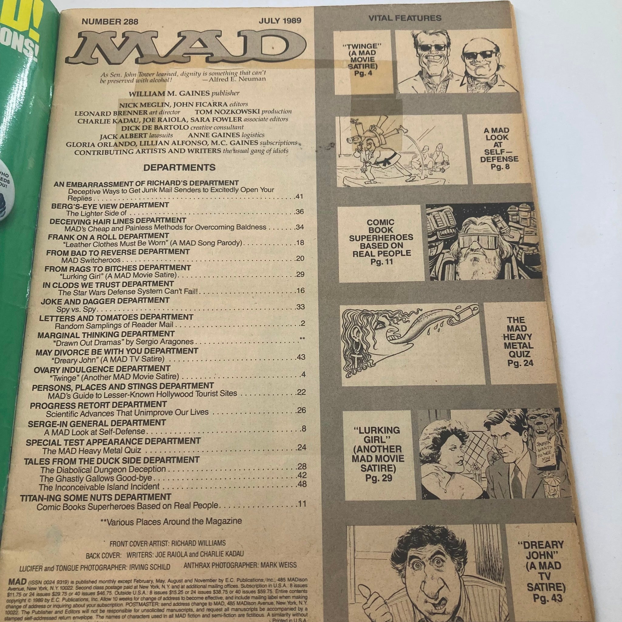 Mad Magazine July 1989 No. 288 Special Heavy Metal Issue 2.0 Good No Label