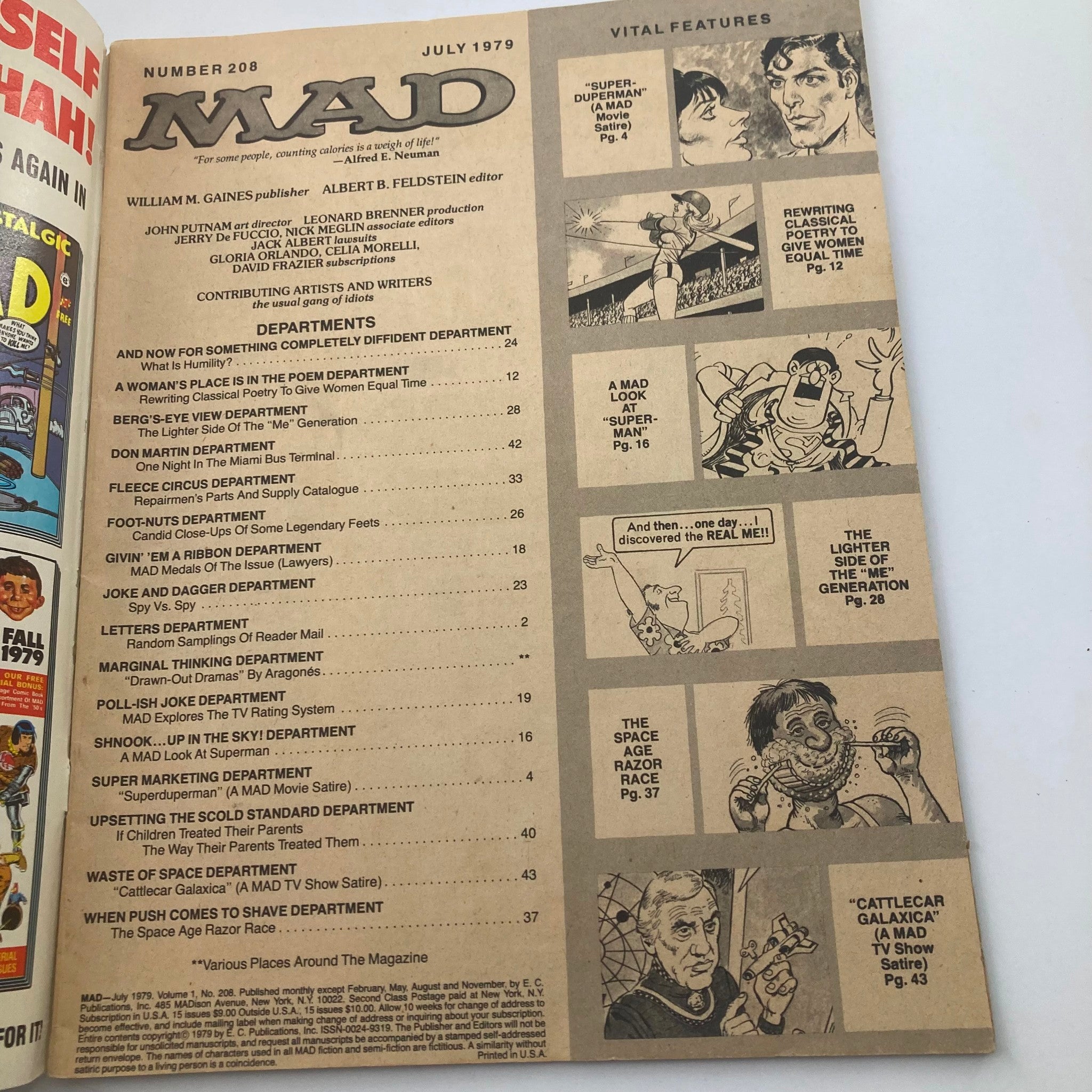 Mad Magazine July 1979 No. 208 It's Superman! 4.0 VG Very Good No Label