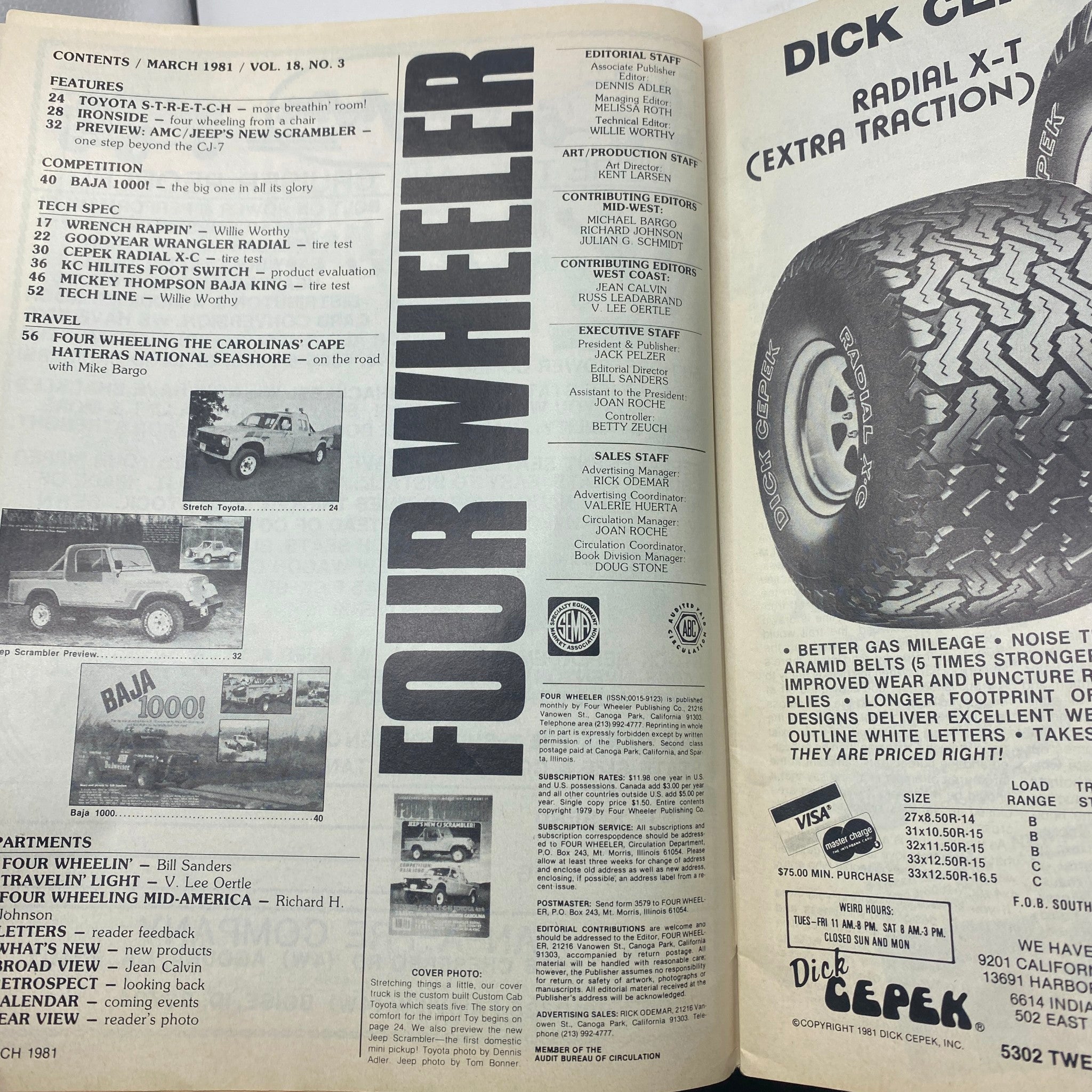 VTG Four Wheeler Magazine March 1981 Jeep's New CJ Scrambler