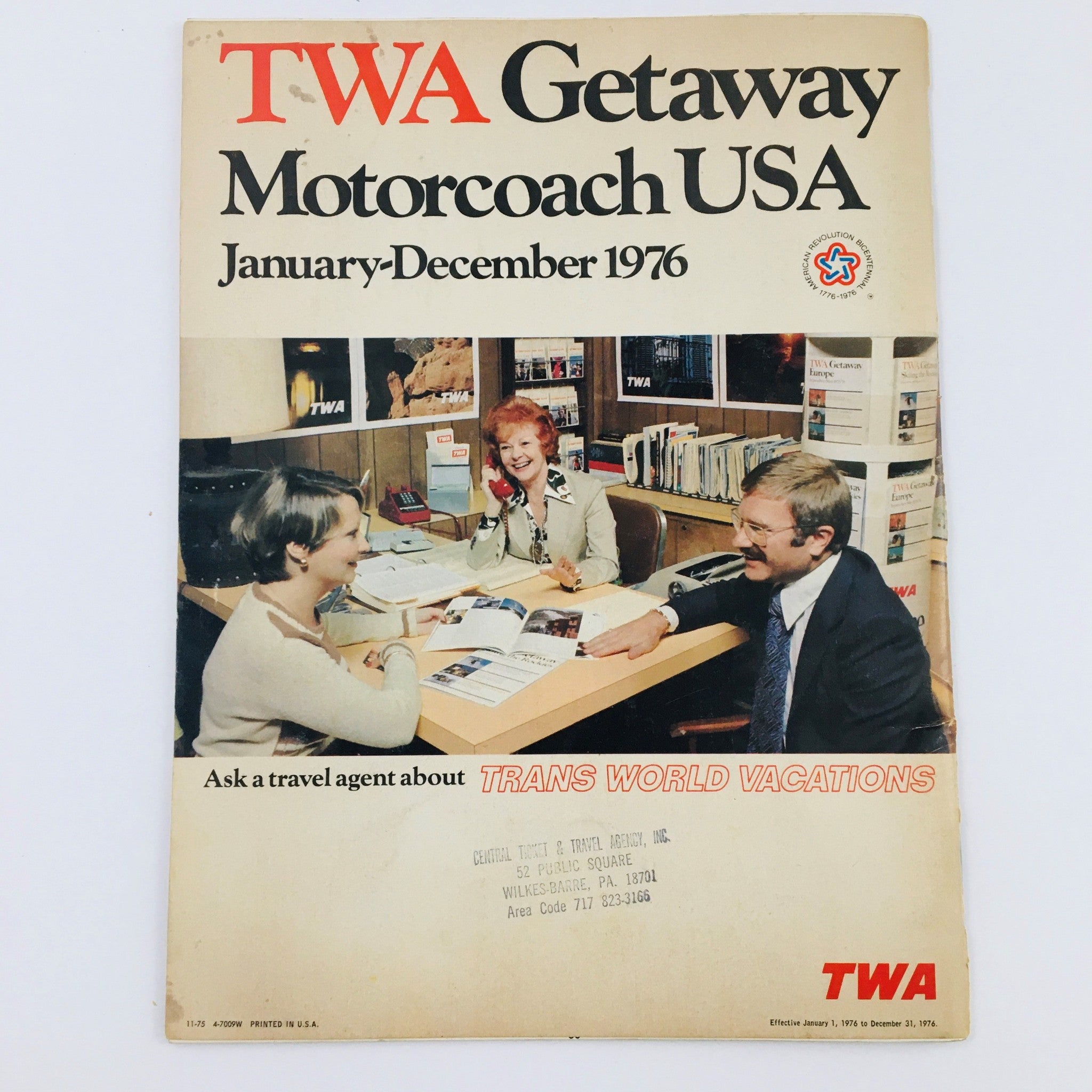 1976 TWA Getaway Motorcoach USA Trans World Vacations Brochure