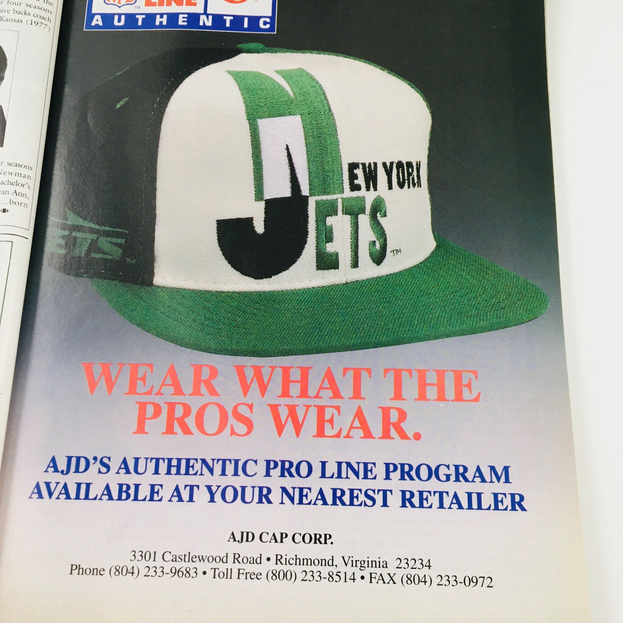 Gameday Magazine September 25 1994 Jets vs Bears at The Meadownlands