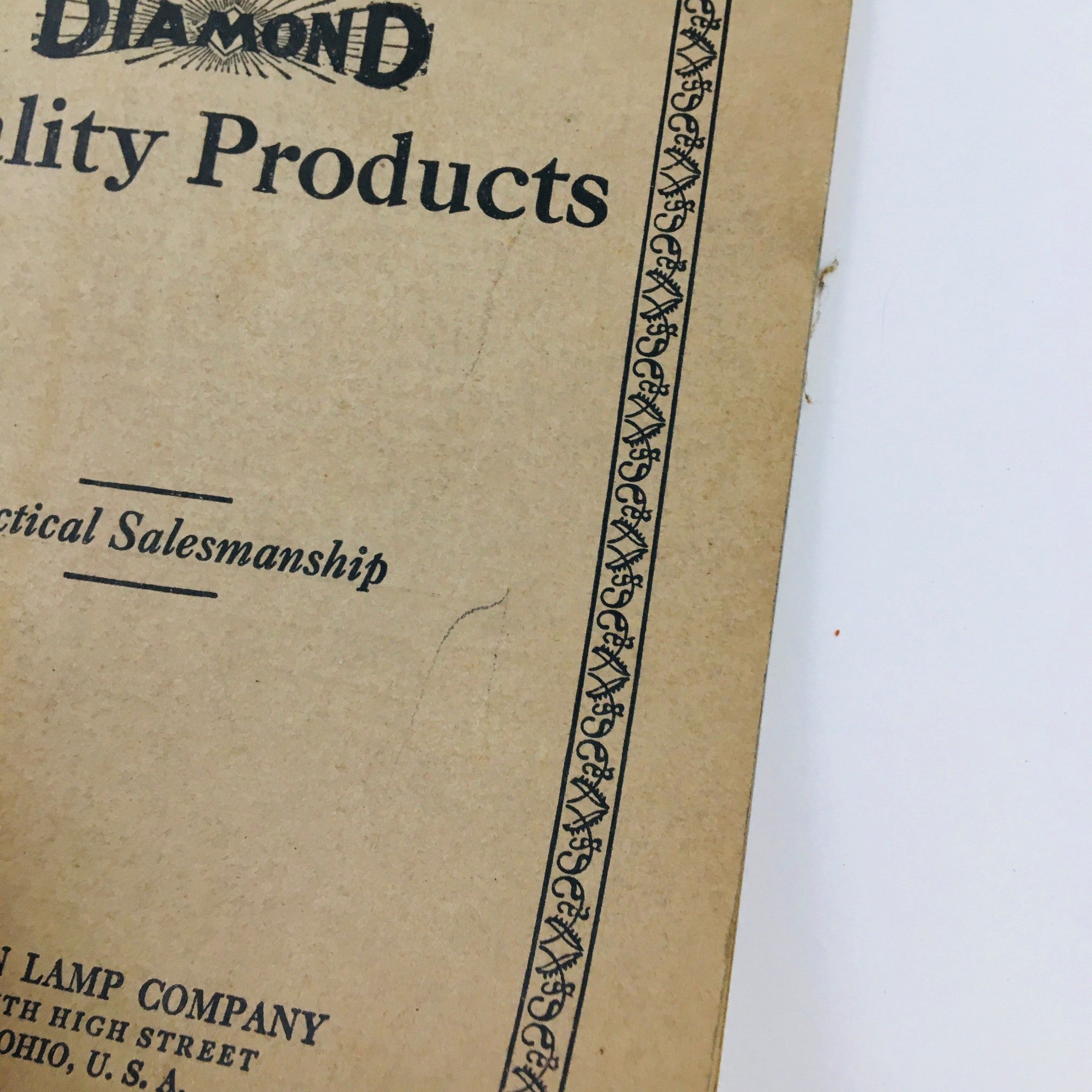 Close-up of the cover page details of 'How To Successfully Sell Diamond Quality Products: Practical Salesmanship', highlighting the title and design.