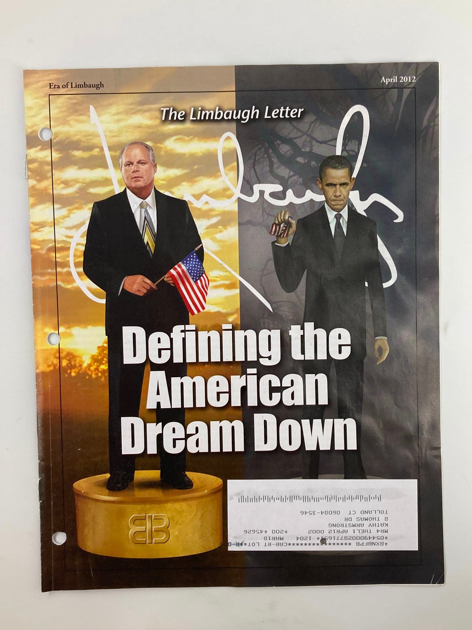 Rush Limbaugh Letter Newsletter Magazine April 2012 Dream Down