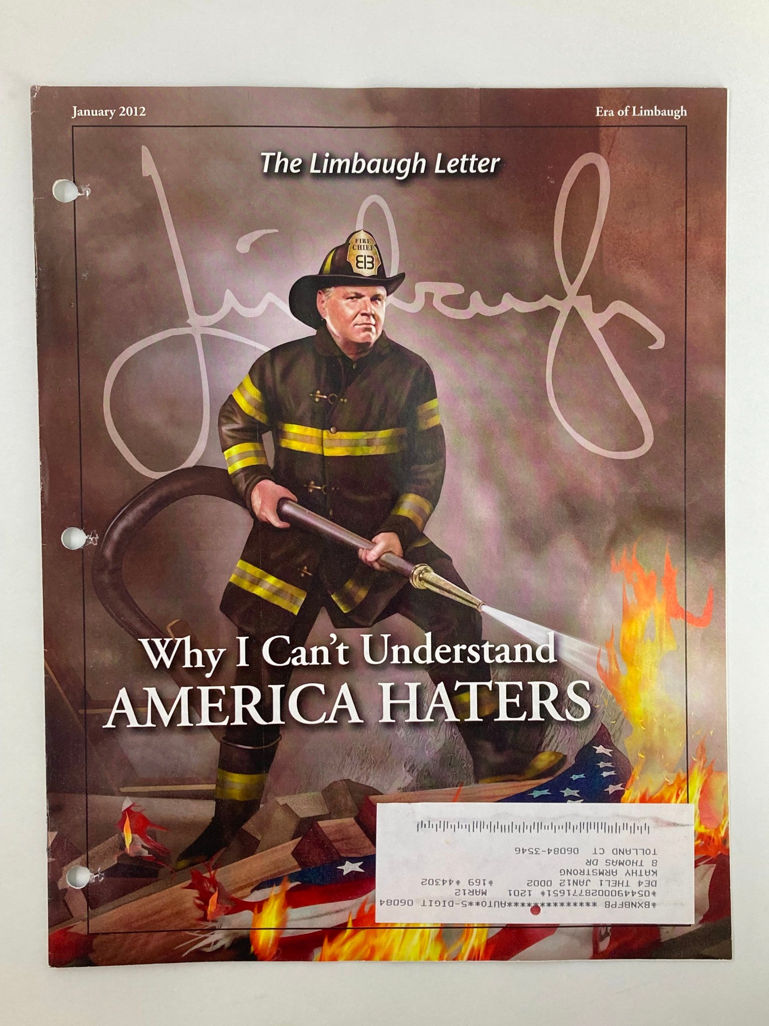 Rush Limbaugh Letter Newsletter Magazine January 2012 The America Haters