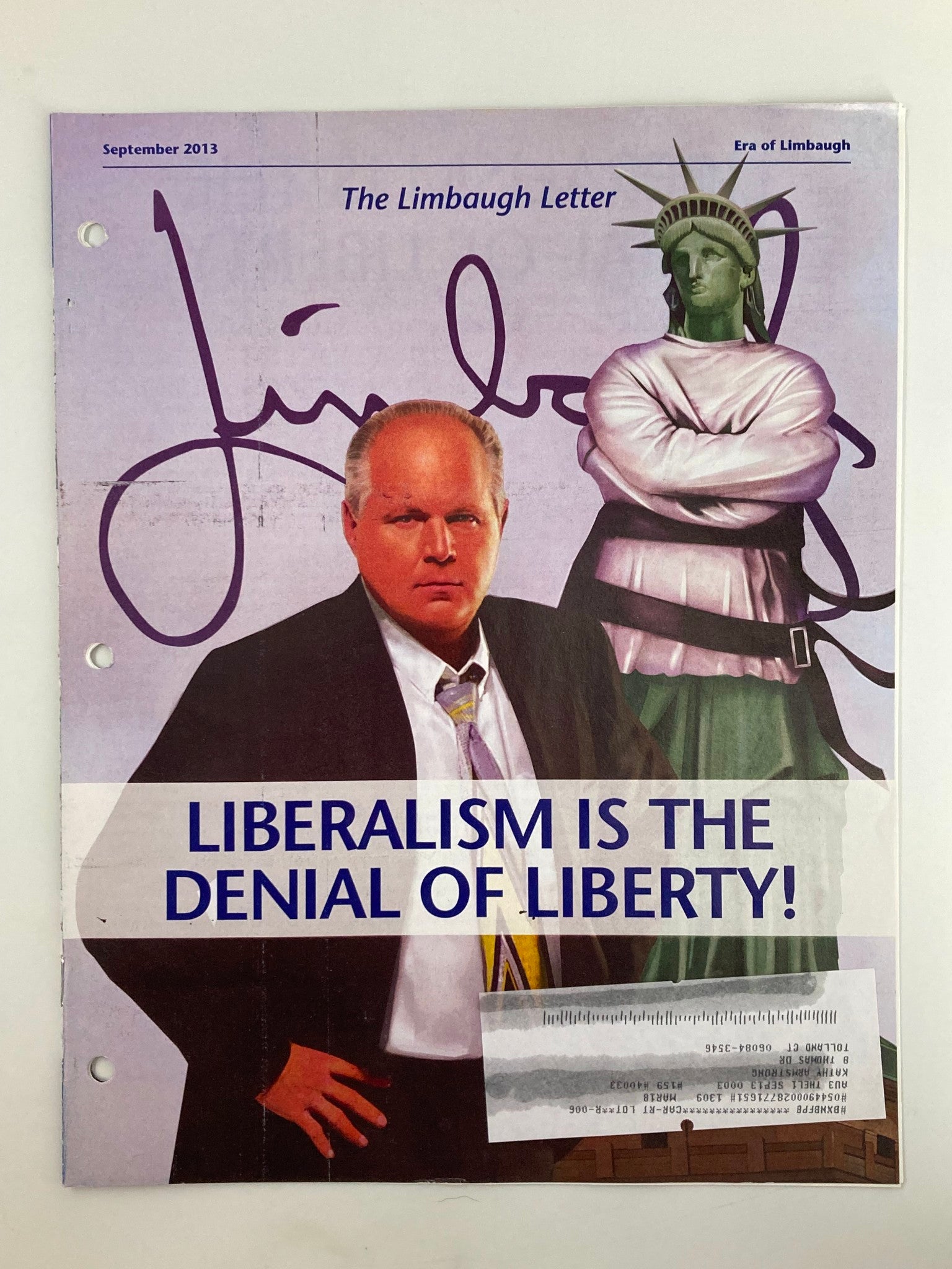 Rush Limbaugh Letter Newsletter Magazine September 2013