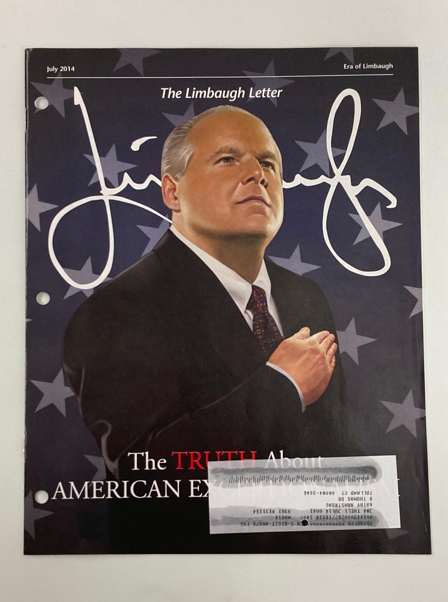 Rush Limbaugh Letter Newsletter Magazine July 2014 American Exceptionalism