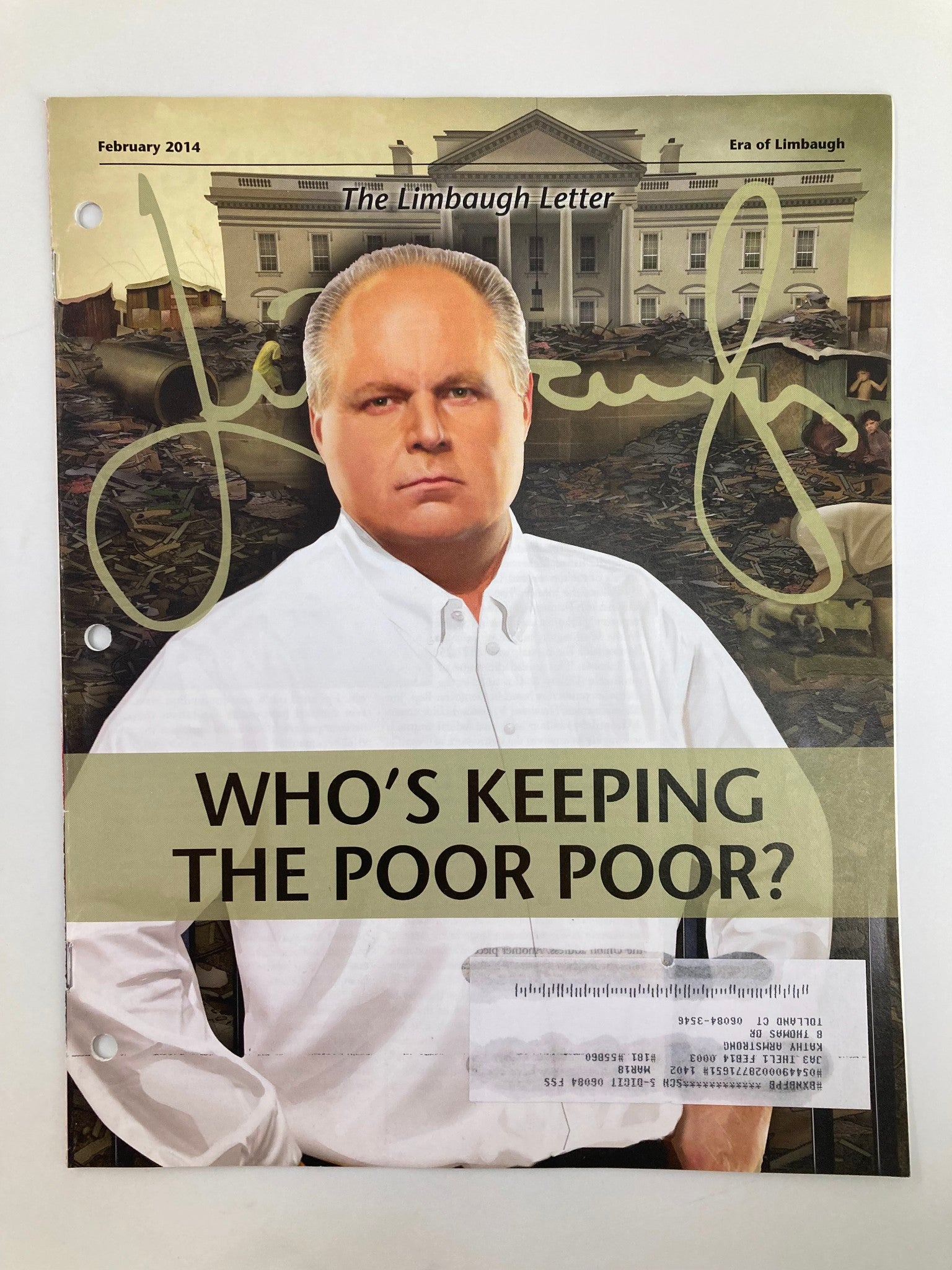 Rush Limbaugh Letter Newsletter Magazine February 2014 Who's Keeping The Poor