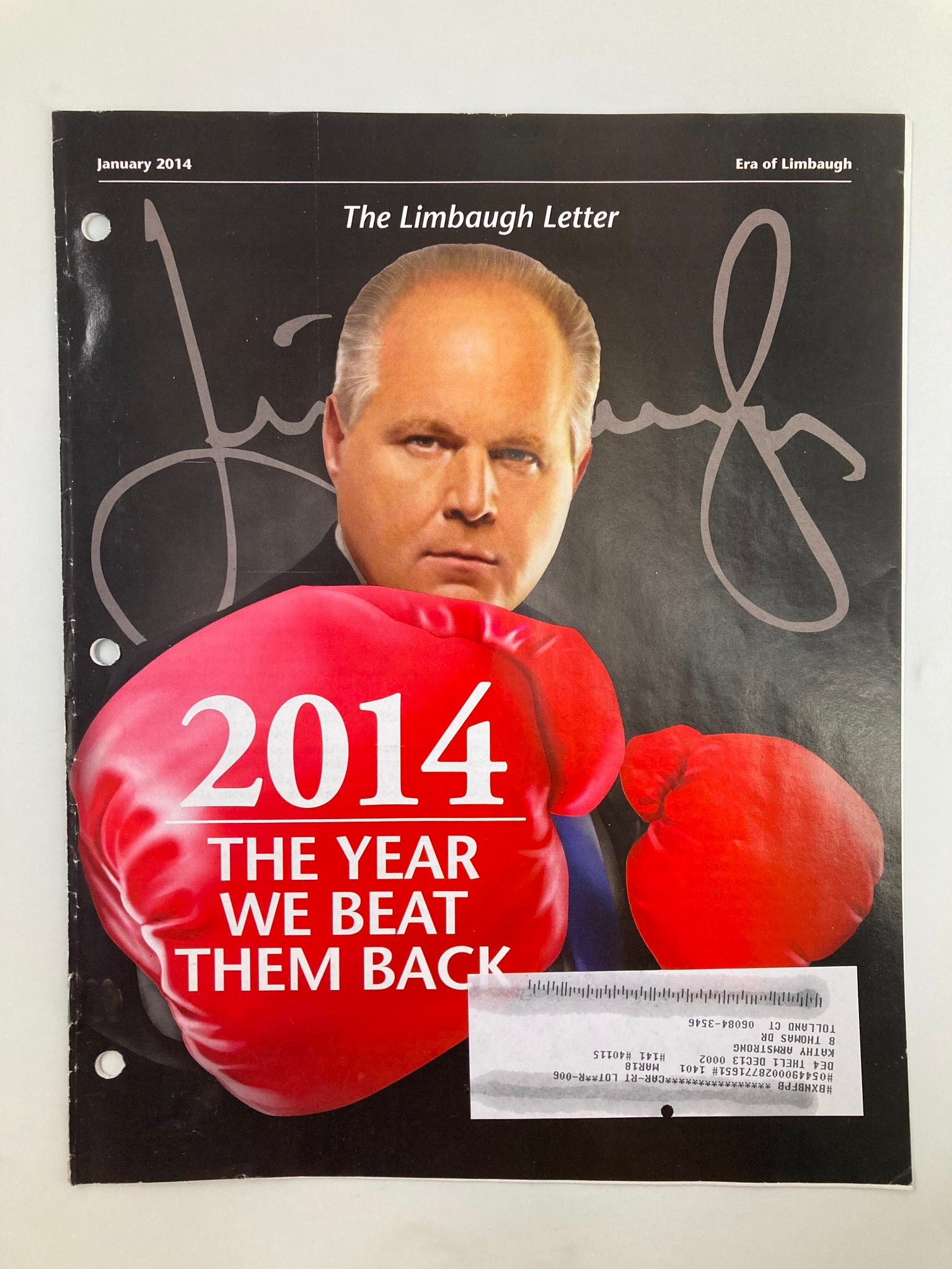 Rush Limbaugh Letter Newsletter Magazine January 2014 The Year We Beat Them