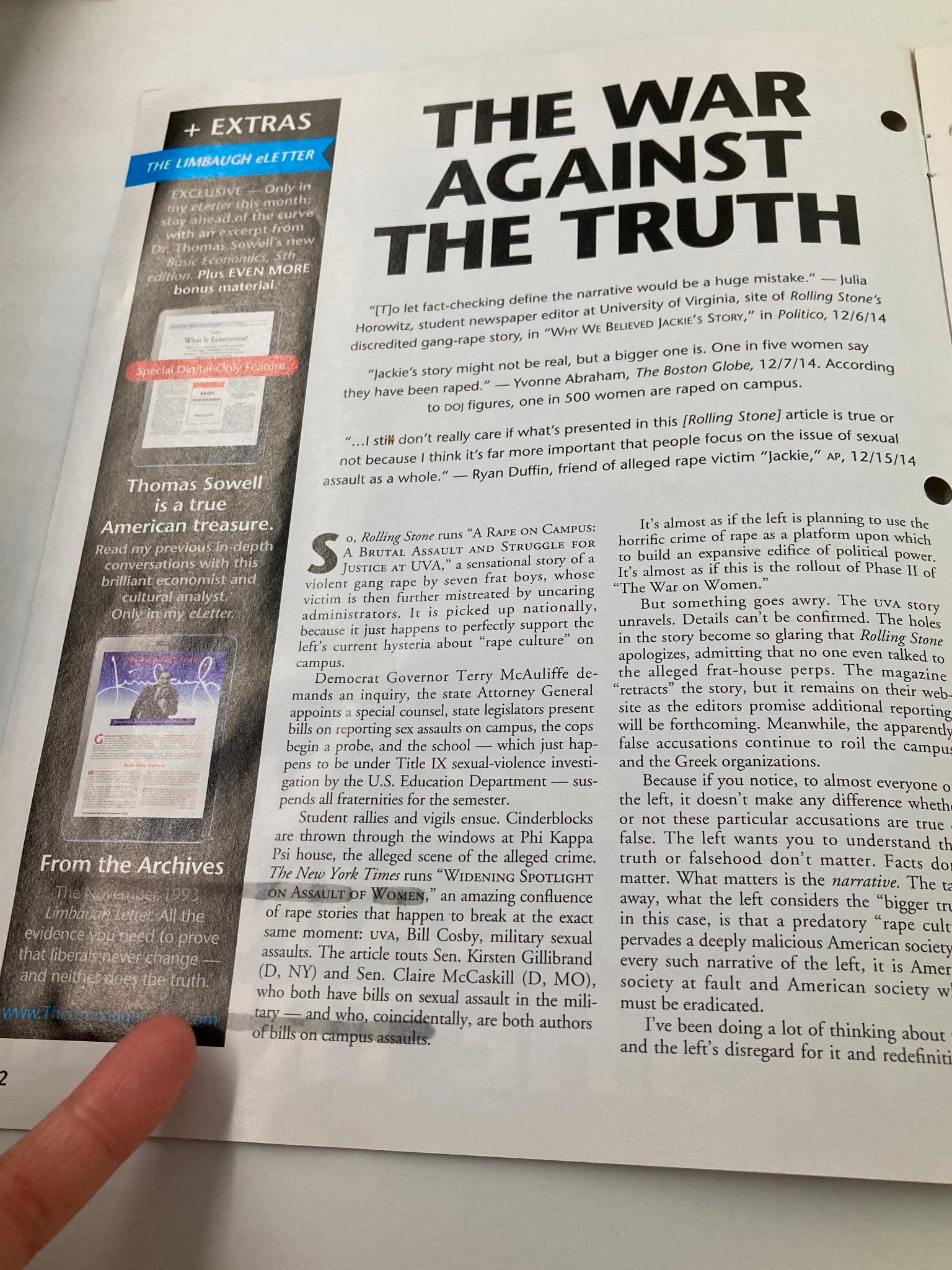 Rush Limbaugh Letter Newsletter Magazine January 2015 The War Against Truth