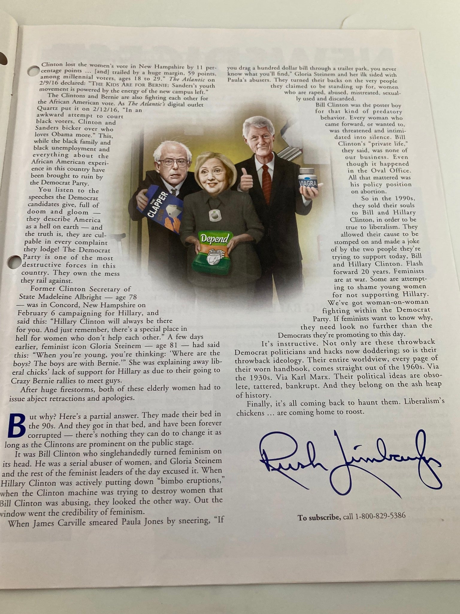 Rush Limbaugh Letter Newsletter Magazine March 2016 Decrepits