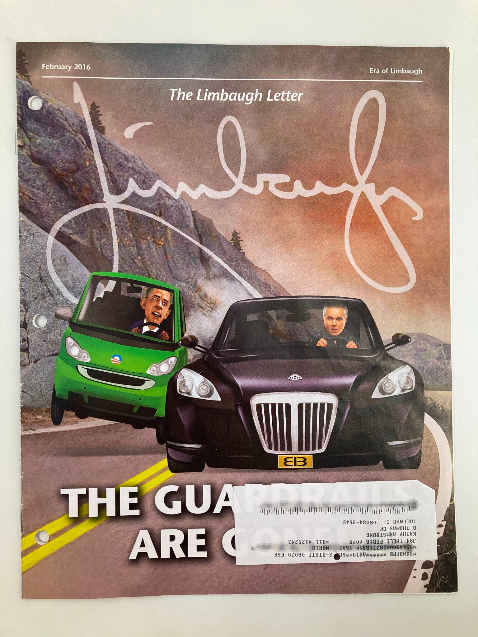 Rush Limbaugh Letter Newsletter Magazine February 2016 The Guardrails Are Gone