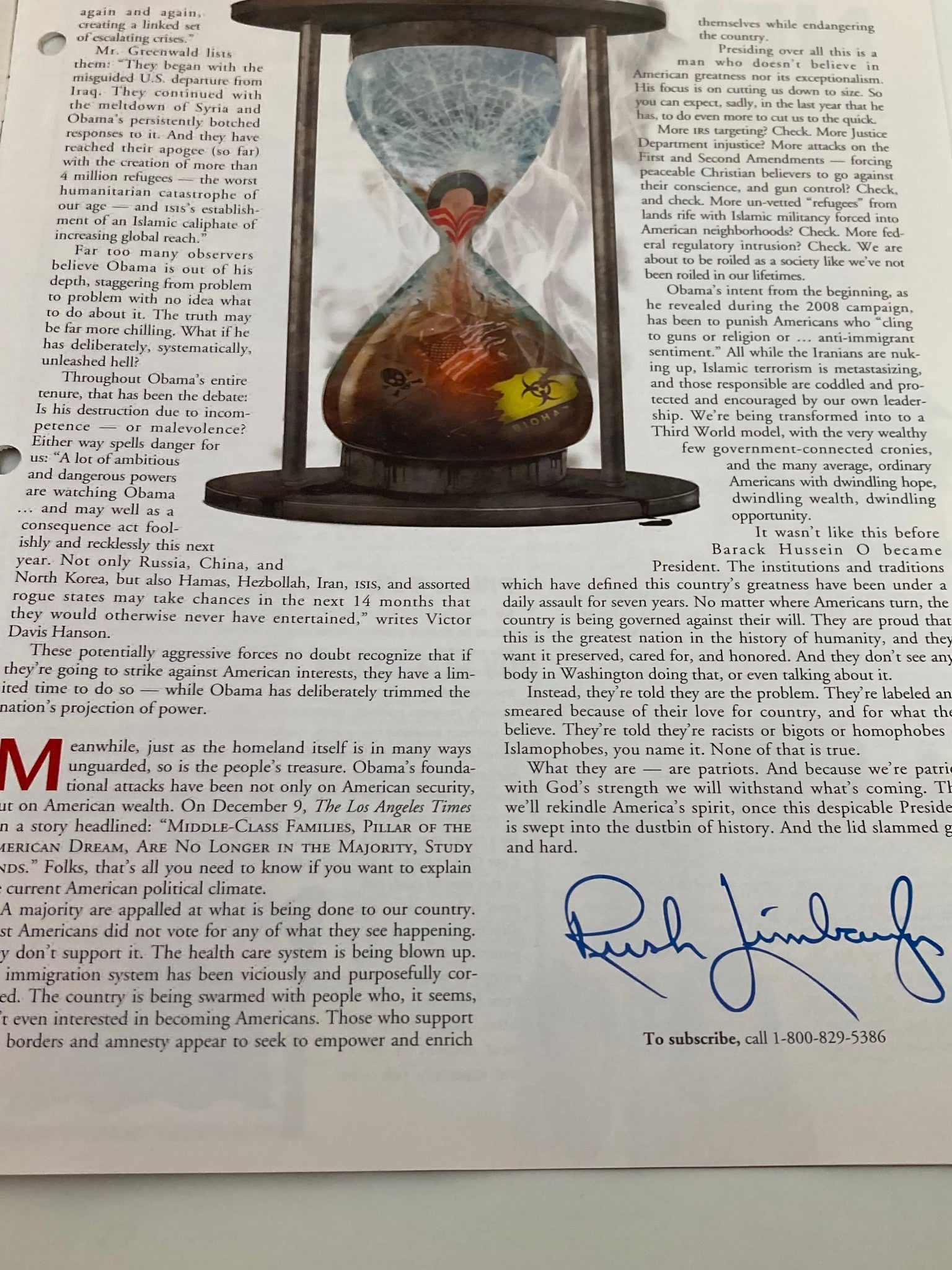 Rush Limbaugh Letter Newsletter Magazine January 2016 Final Shot