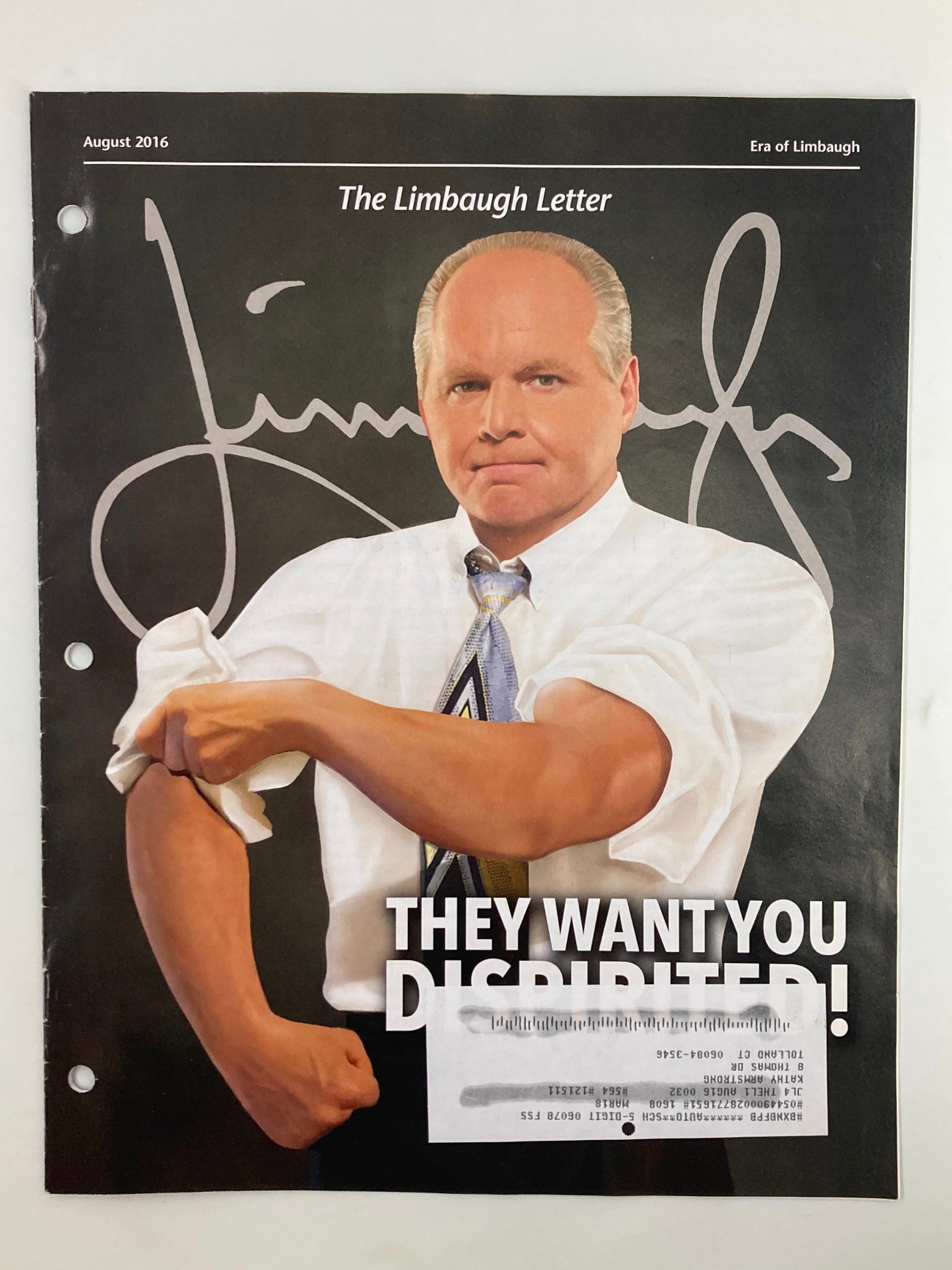 Rush Limbaugh Letter Newsletter Magazine August 2016 They Want You Dispirited