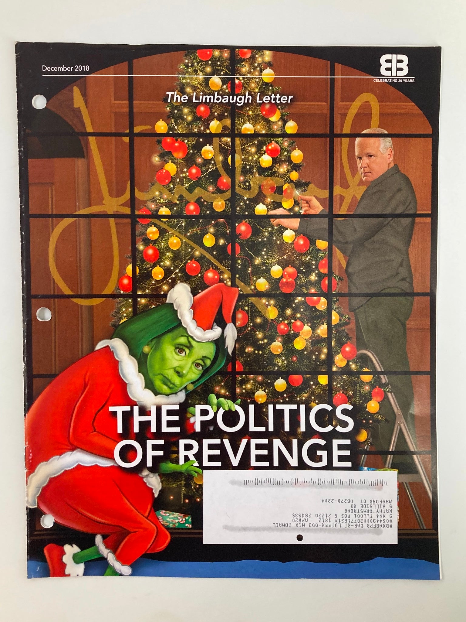 Rush Limbaugh Letter Newsletter Magazine December 2018 The Politics of Revenge